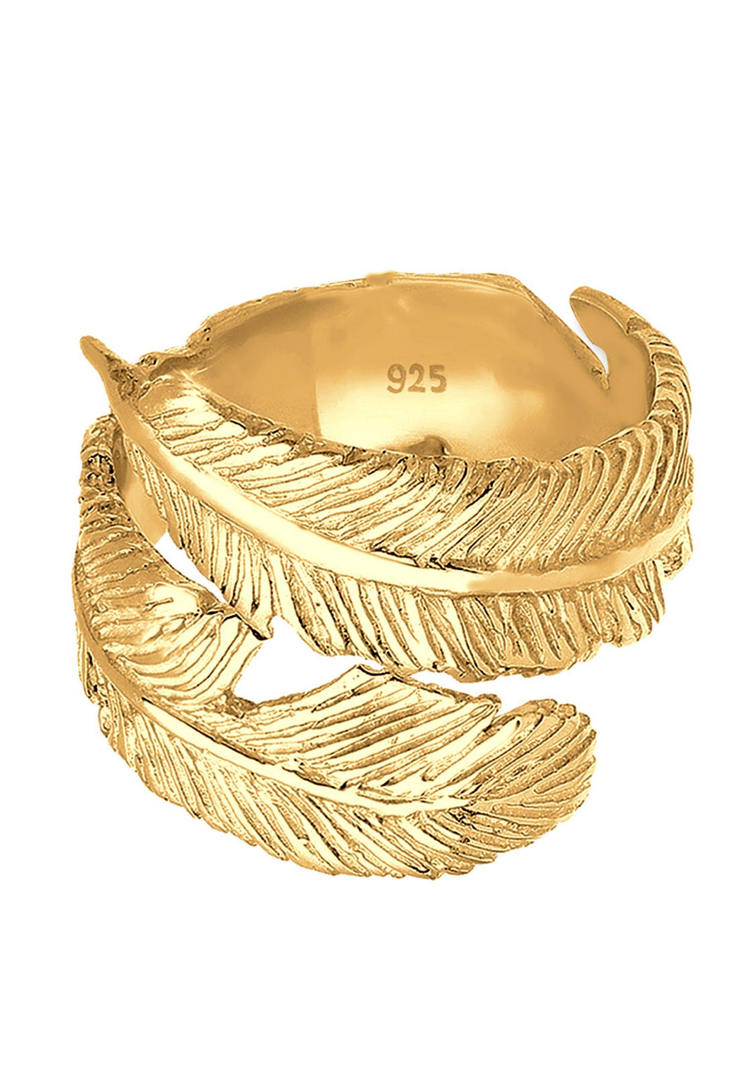 Feder Gold Elli Fingerring Design Offen Silber mit 925