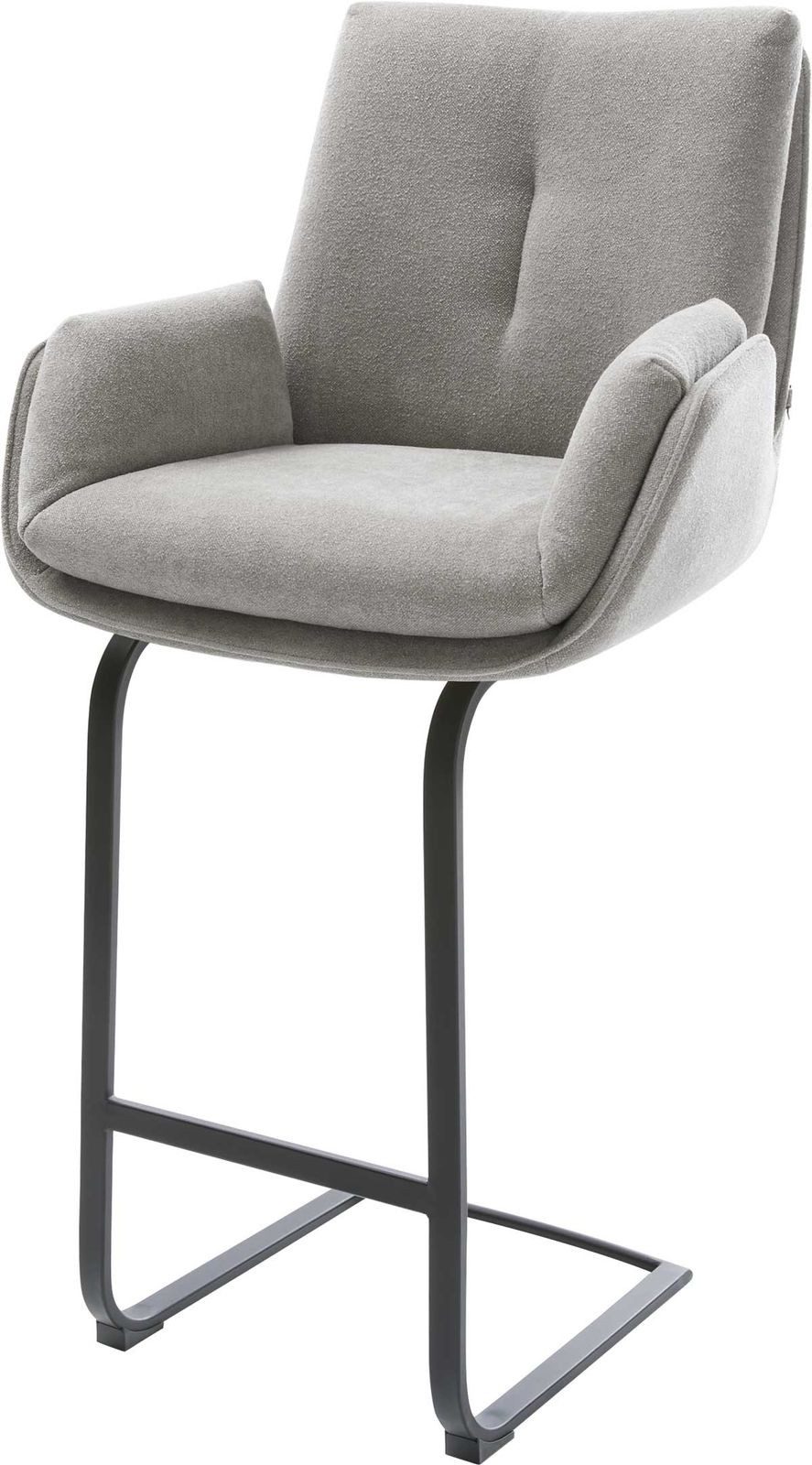 DELIFE Barhocker Clea-Flex, Freischwinger Flach Metall Strukturstoff Soft Grau