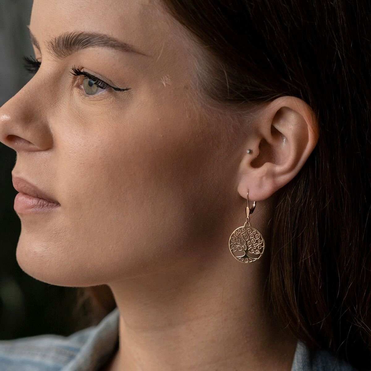 Materia Paar Ohrhänger Damen Rosegold Lebensbaum keltisch Ø20mm SO-246, 925 günstig online kaufen