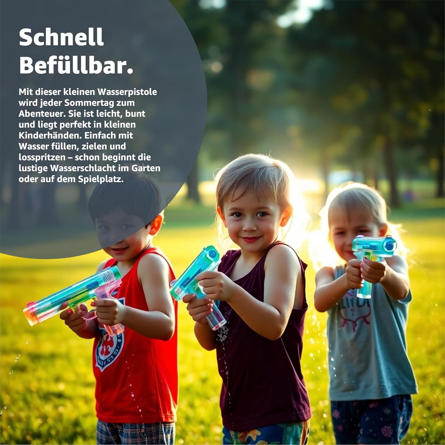 TK Gruppe Wasserpistole 3er Wasserpistolen Set - ca. 12 cm (3er Set, 3-tlg., 3x Wasserpistolen)