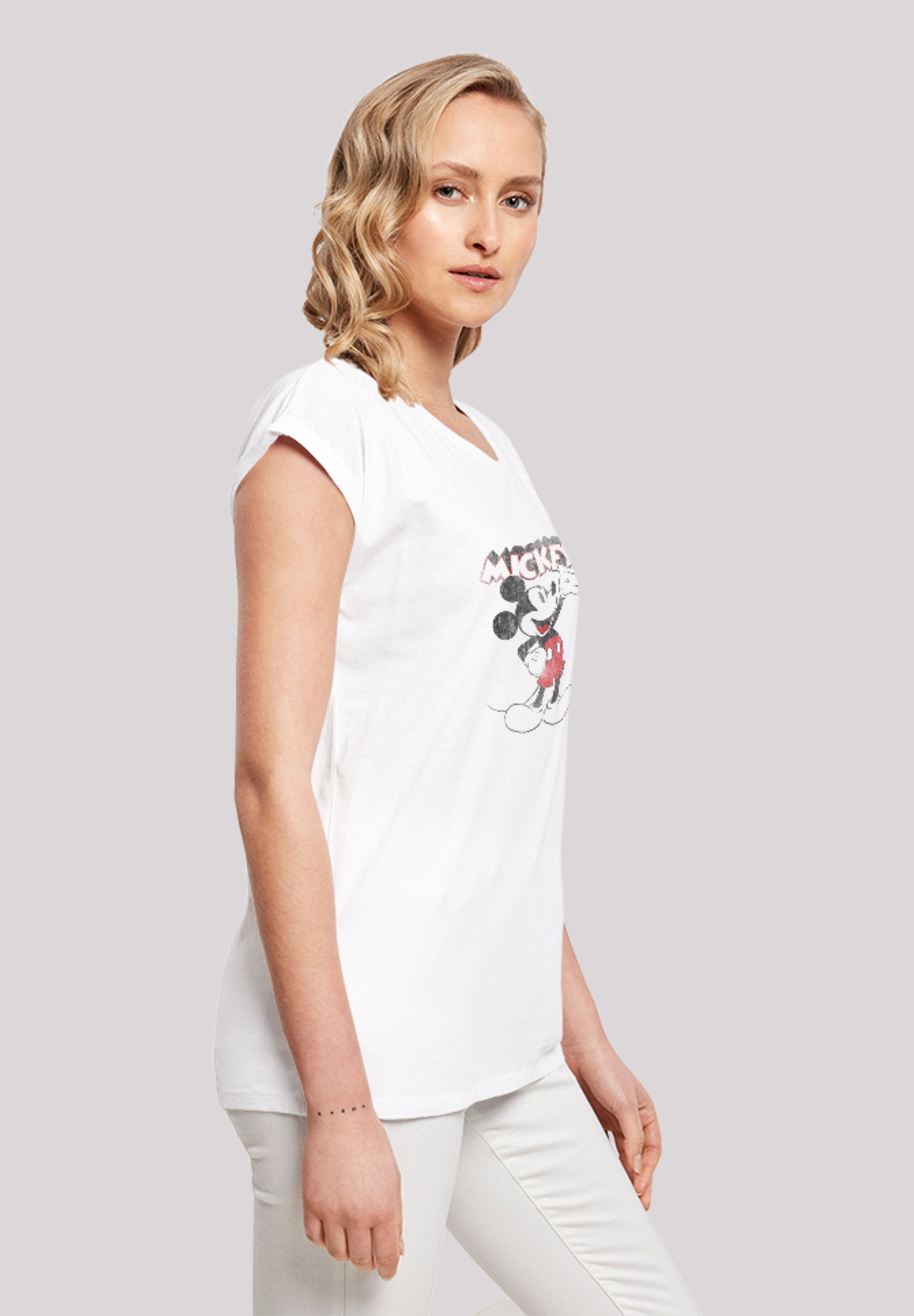 Disney Mickey Classic T-Shirt Damen,Premium Mouse Maus Ärmel,Bedruckt F4NT4STIC Presents Micky Merch,Regular-Fit,Kurze