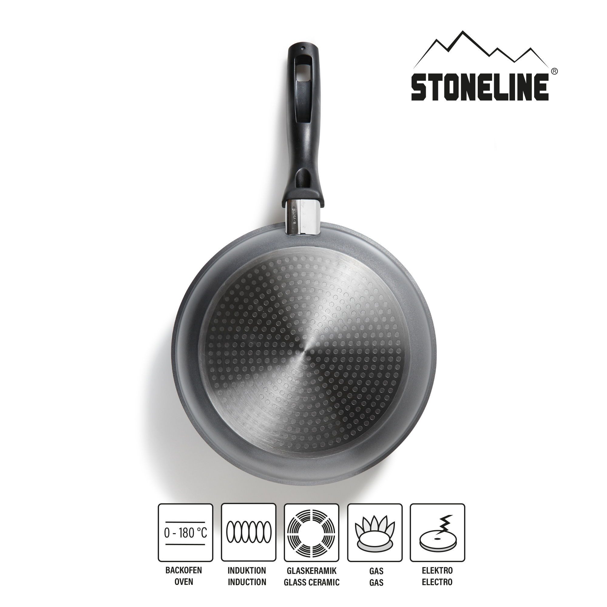 STONELINE Bratpfanne, Aluminiumguss (1-tlg), mit echten Steinpartikeln, induktionsgeeignet, Designed in Germany