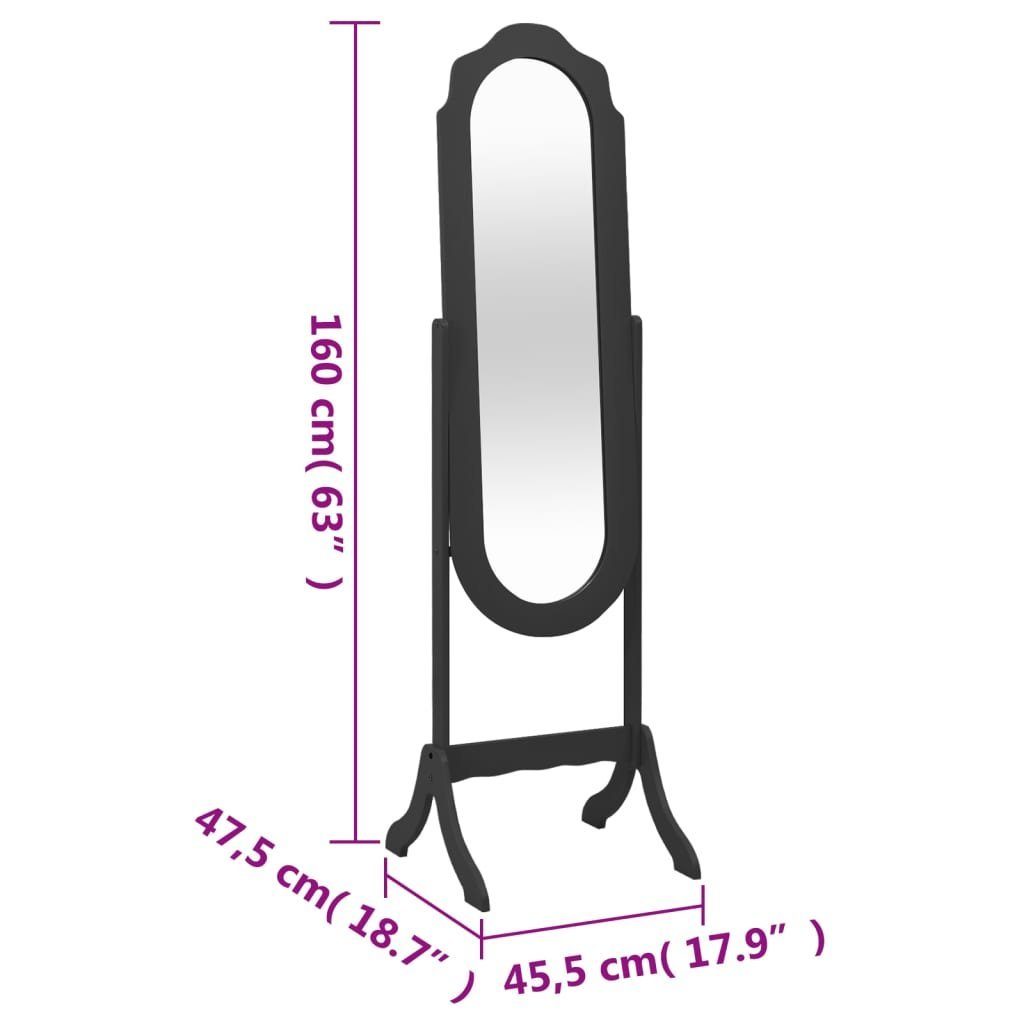 Standspiegel Schwarz | Schwarz 45,5x47,5x160 Holzwerkstoff Schwarz vidaXL Spiegel (1-St) cm