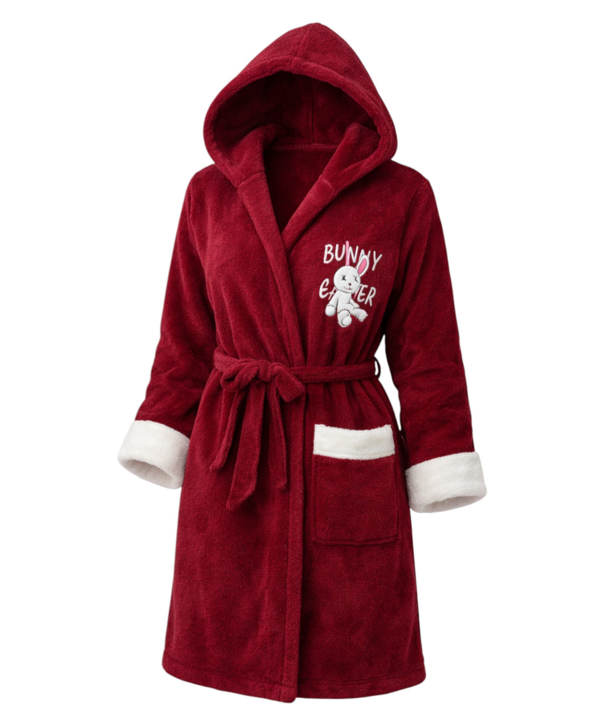 fashionshowcase Bademantel Damen mit Kapuze Flauschig Weich,Wellsoft-Fleece günstig online kaufen