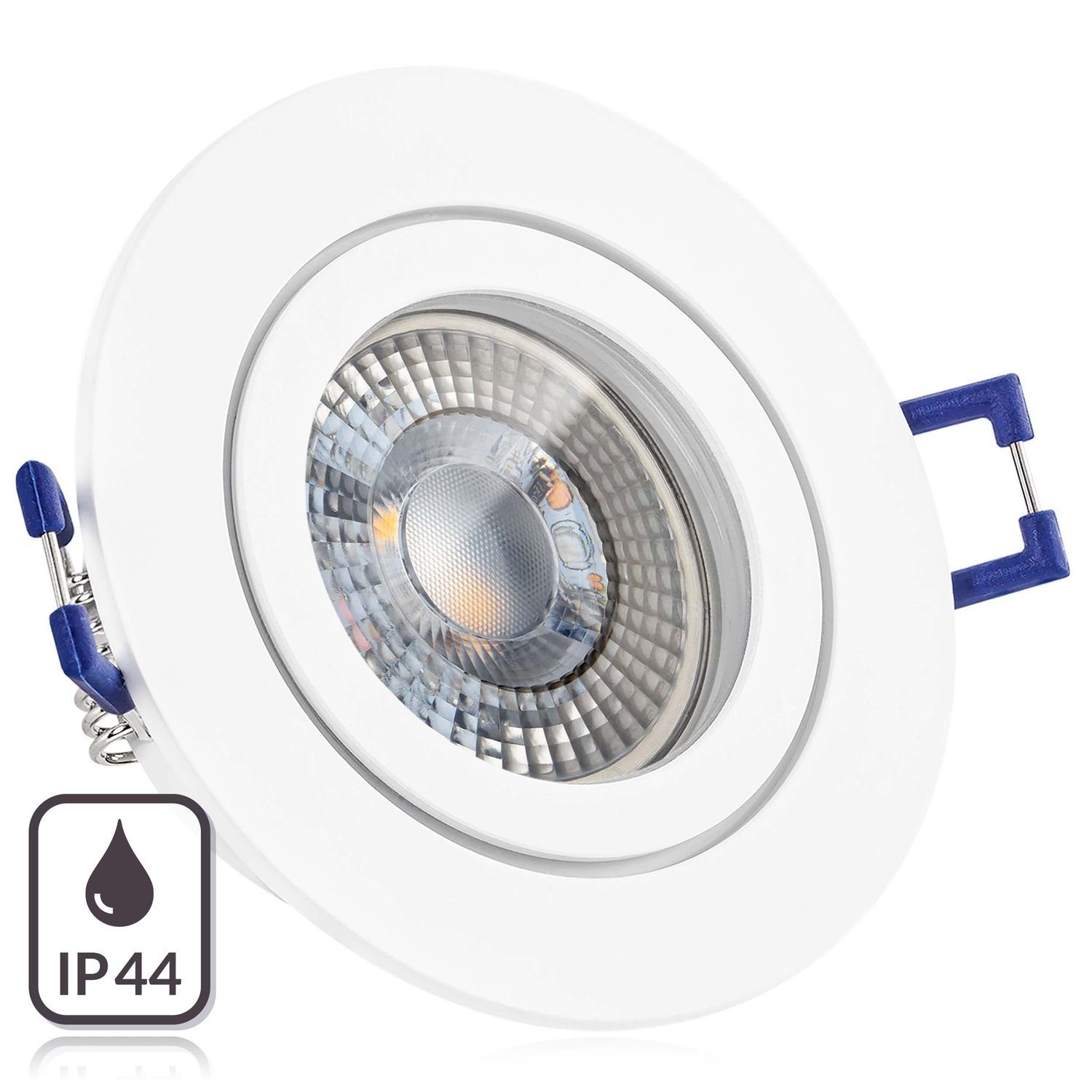 LEDANDO LED Einbaustrahler IP44 mit in extra RGB LED weiß Set Einbaustrahler matt 3W vo flach LED