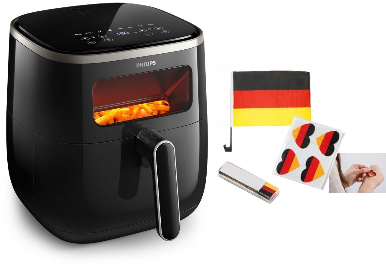 Philips Heißluftfritteuse Airfryer XL HD9257/88 „Fan-Edition“, mit 5,6 l, Sichtfenster, 1700 W, RapidAir Technologie, Digitalem Display