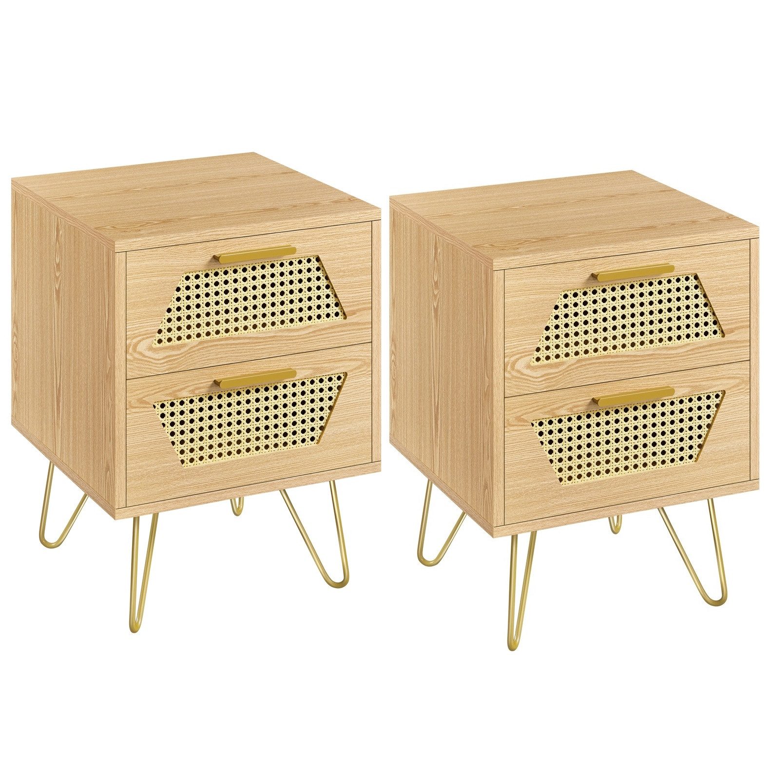 Yaheetech Nachttisch 40x40x55 cm (2-St), Rattan günstig online kaufen