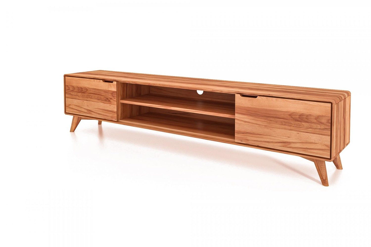 Natur24 Lowboard TV-Board Gerg Kernbuche 220x40x48 mit 2 Türen und 2 offenen Fächern