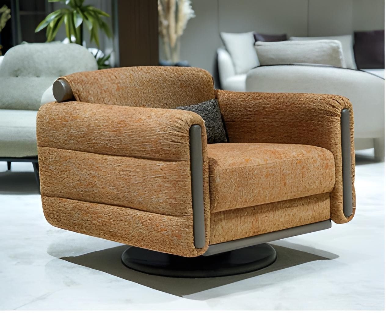 Xlmoebel Loungesessel XLMOEBEL Lounge Chair Club Sessel in Braun mit Armlehnen (1-St., Club Sessel), Made in Europa