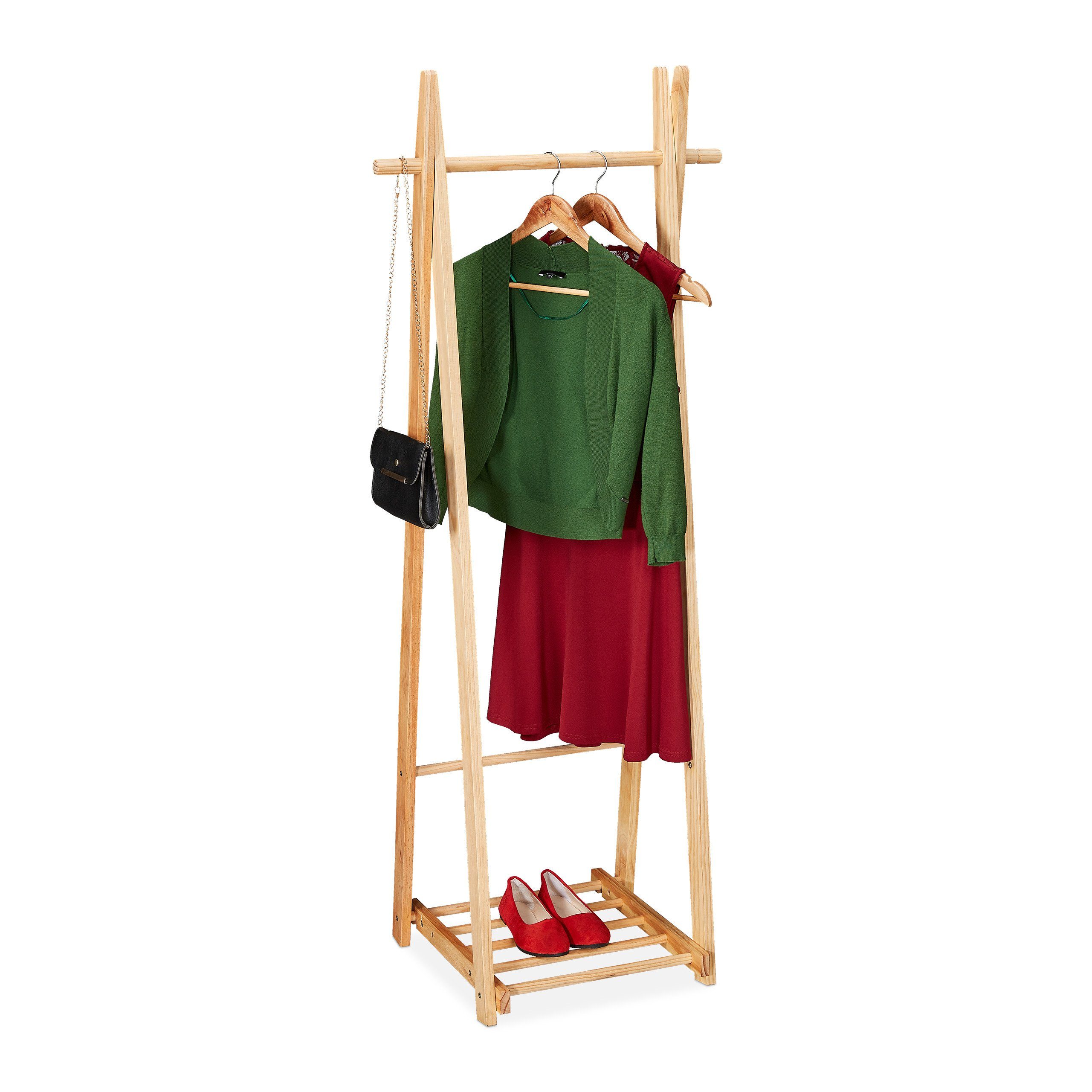 relaxdays Kleiderständer mit Schubablage, (Einzelstück, 1 St., ohne Deko, bebilderte Anleitung)