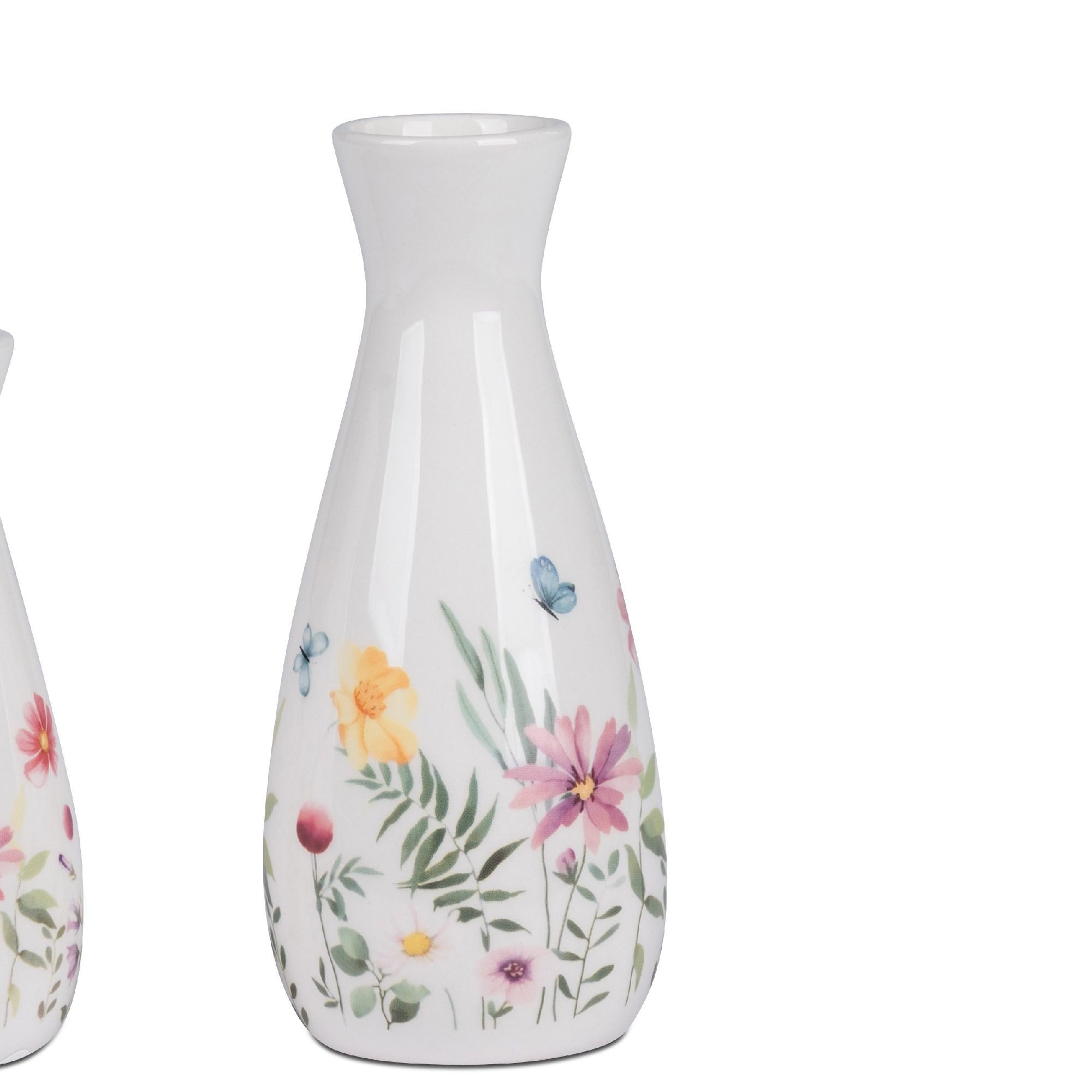 formano Dekovase Blumenwiese, Höhe: 16cm, Farbe: Weiß, Motiv: Blumenwiese