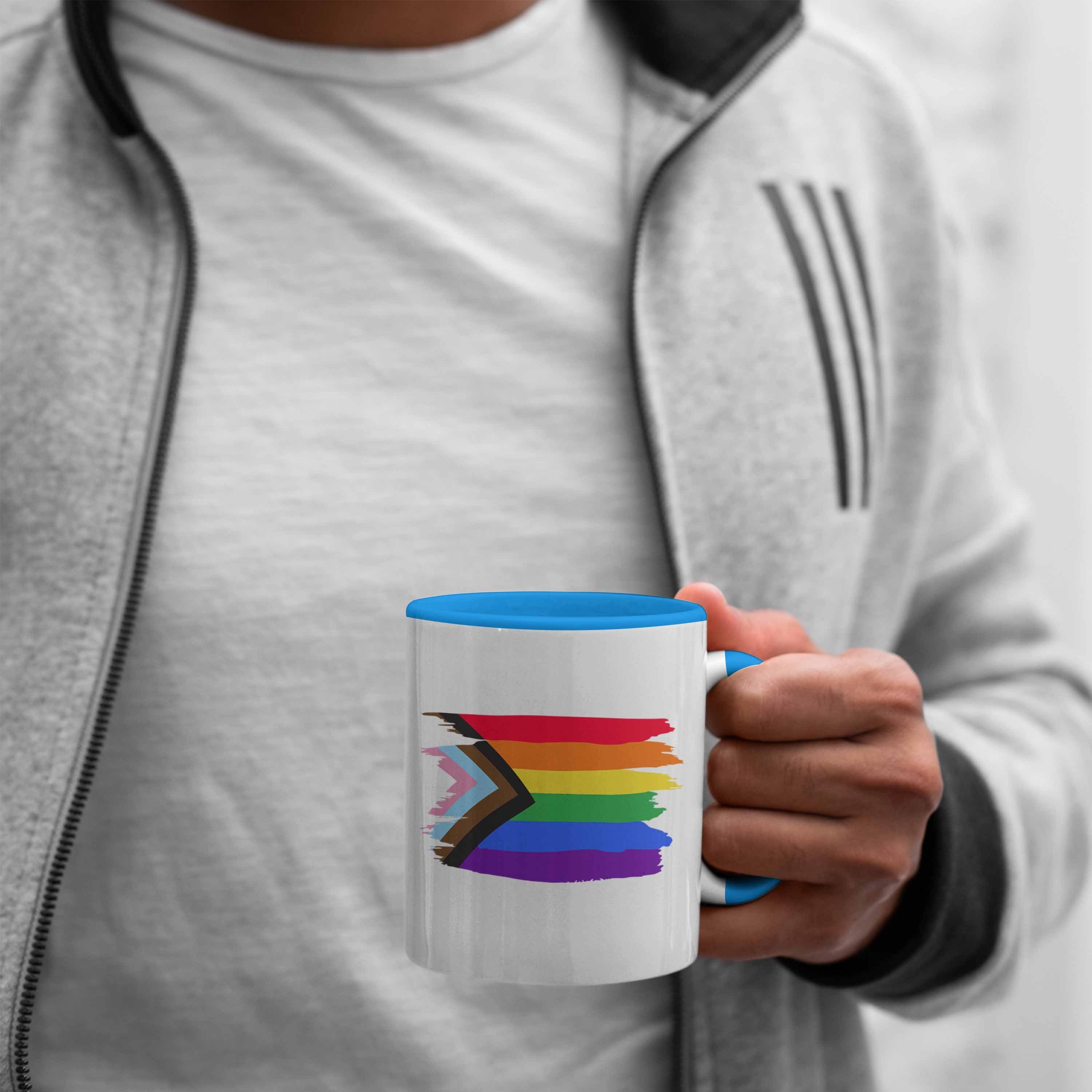 Transgender Grafik Trendation Tasse Regenbogen Schwule Pride - LGBT Trendation Blau Flagge Lesben Tasse Geschenk