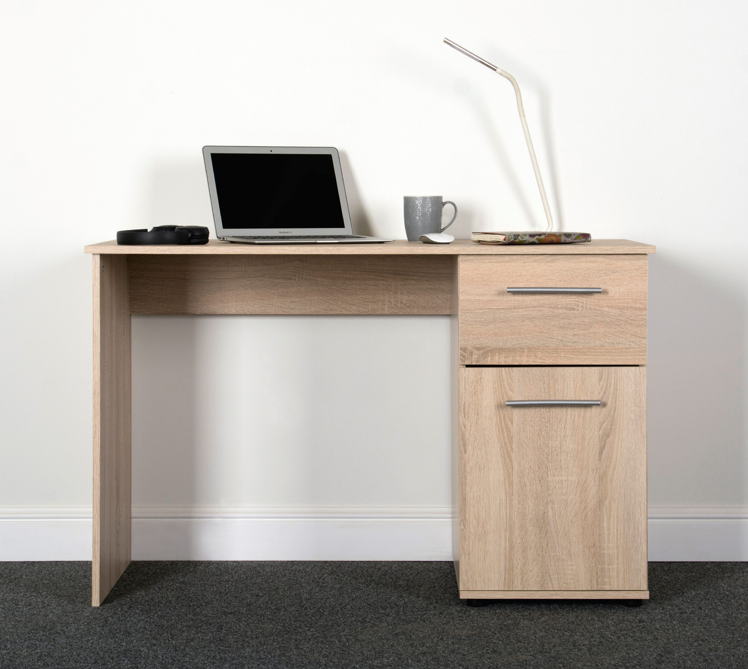 VOGL Möbelfabrik Schreibtisch Tobi, wahlweise mit 3 Schubkästen oder 1 Schubkasten/1 Tür, optional mit Tastaturauszug, Breite 115 cm