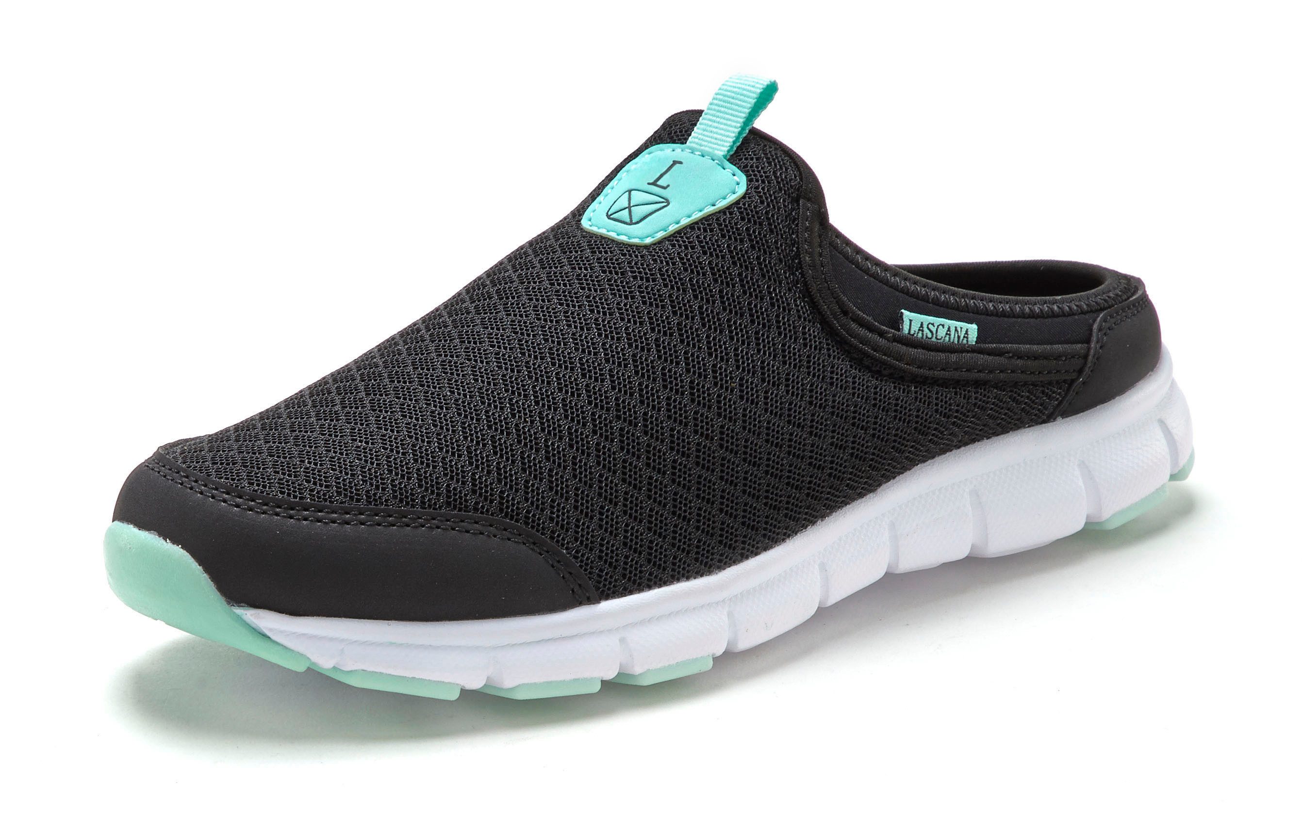 LASCANA Slip-On-Sneaker, Sneaker Halbschuh, Freizeitschuh, Sabot, Clogs aus leichtem Mesh-Material