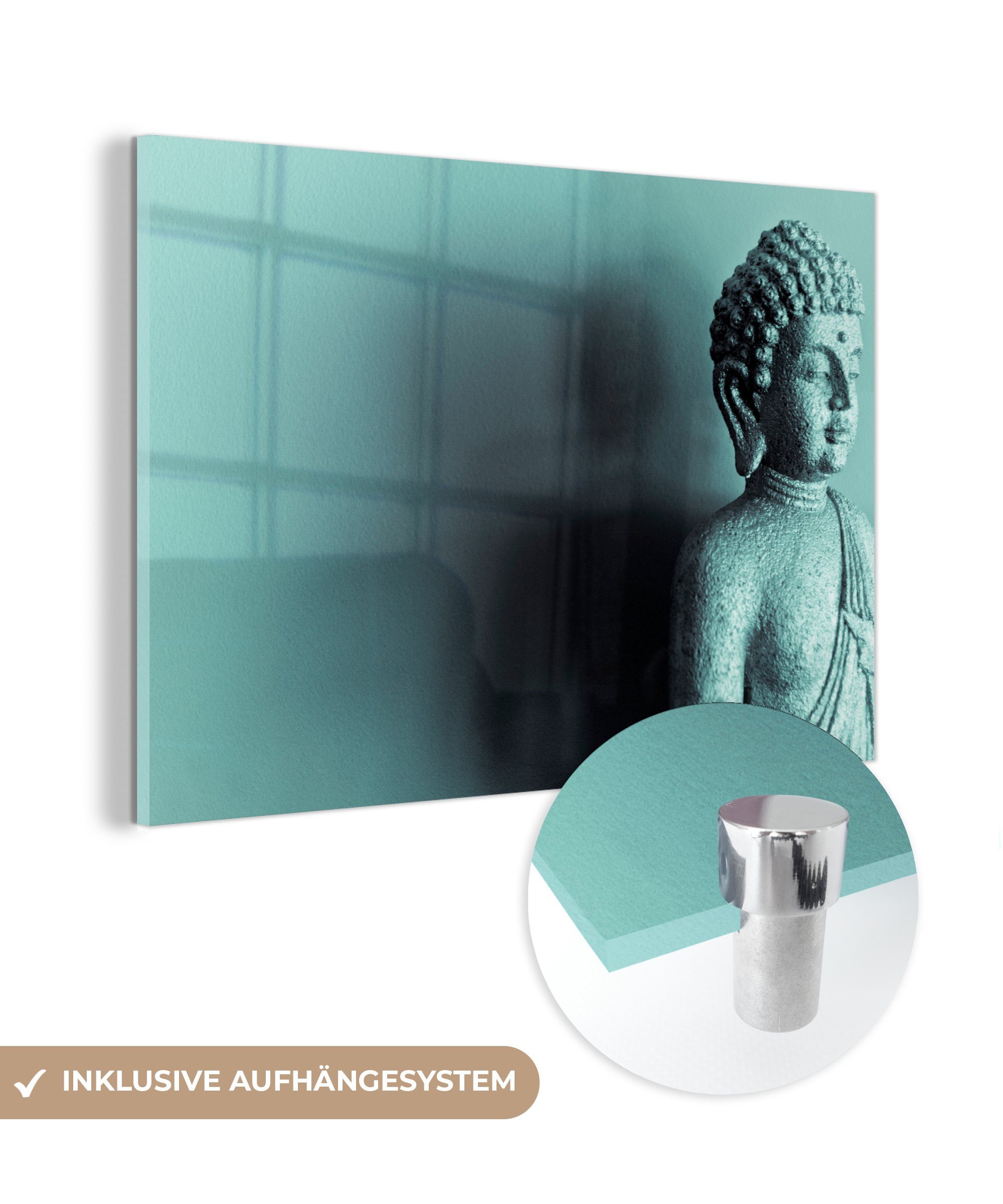 Acrylglasbild Buddha Schlafzimmer Fotodruck, Bild St), MuchoWow Wohnzimmer blau Acrylglasbilder & (1
