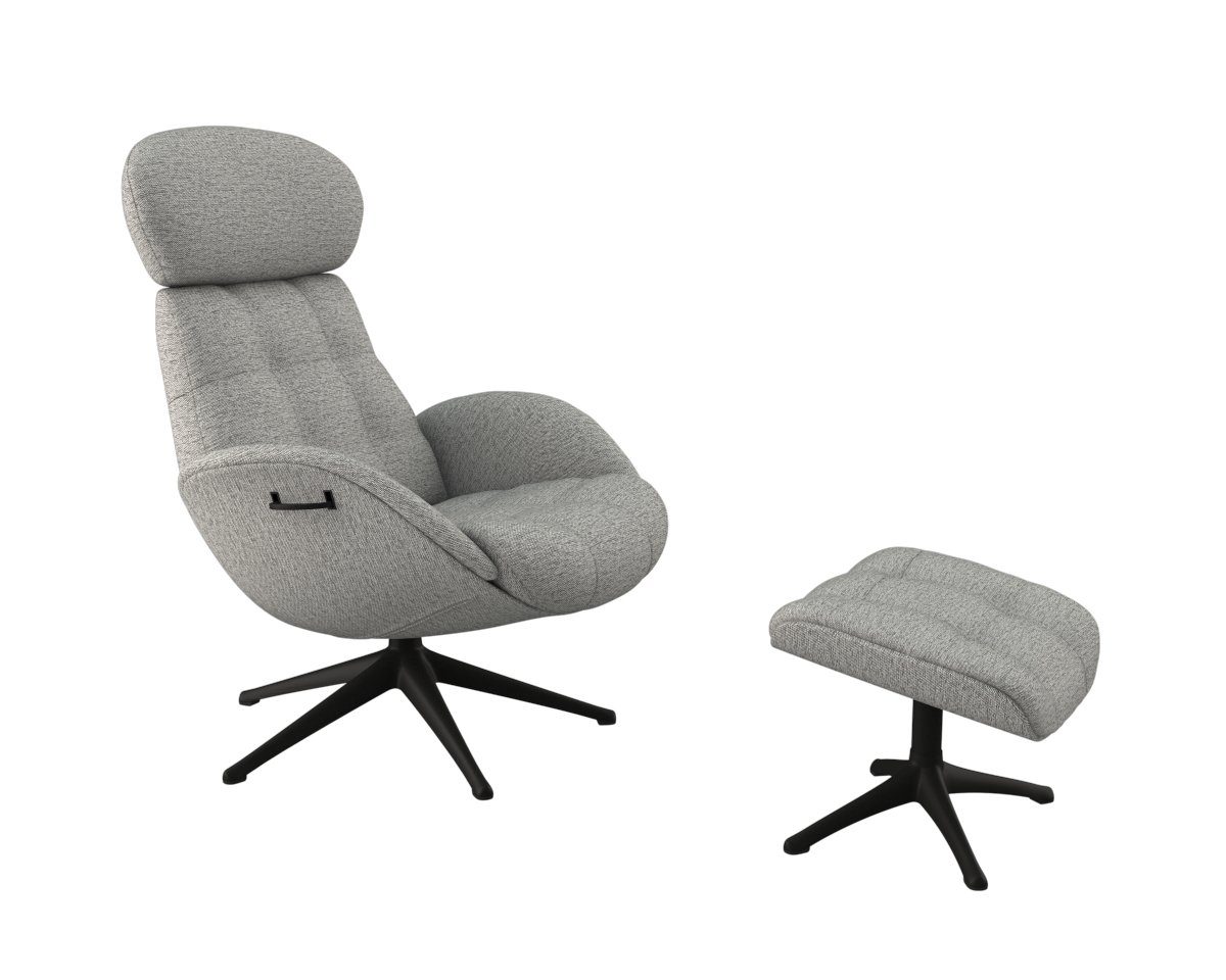 Rücken- Chester, Fuß & FLEXLUX drehbar, Kopfteilverstellung, Relaxsessel schwarz Relaxchairs