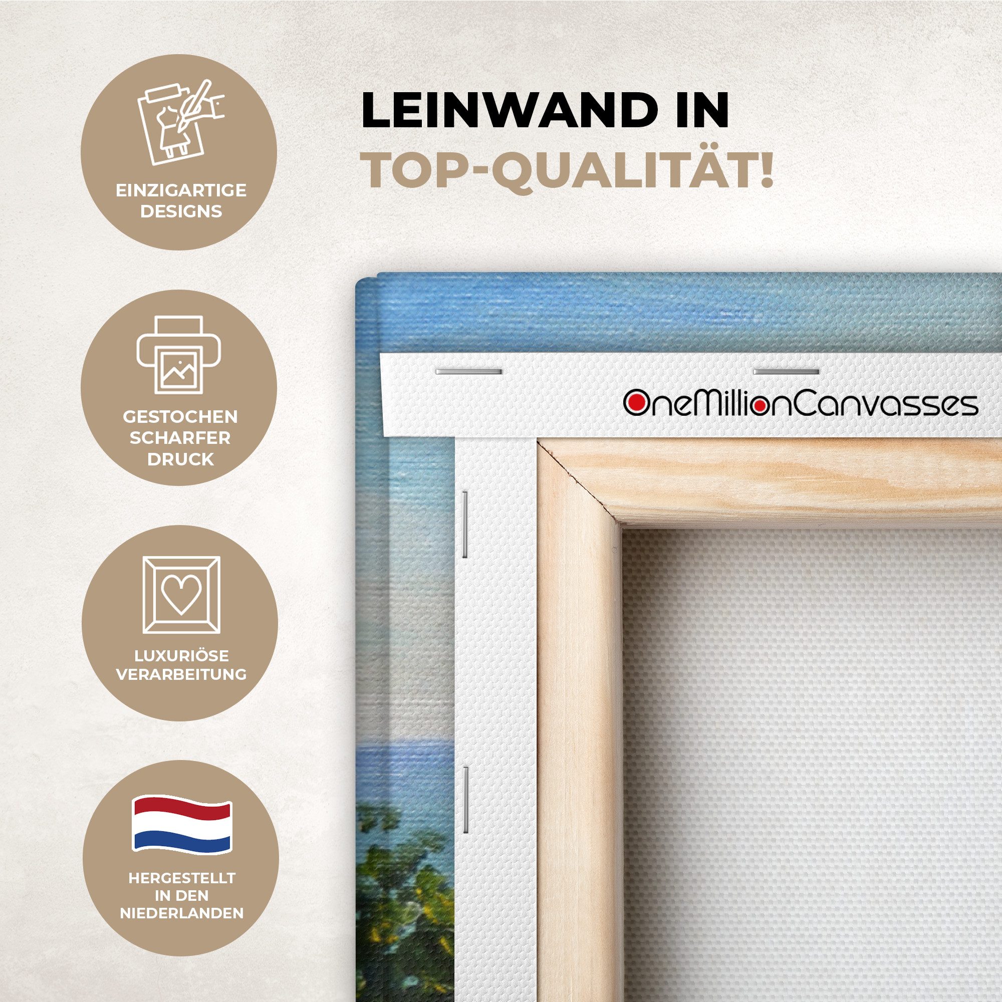 OneMillionCanvasses® Leinwandbild Panorama Malerei - Haus - Ölfarbe - Dorf, Fotodruck (1 St), Wandbild, Deko Schlafzimmer Wohnzimmer Flur 40x20 cm