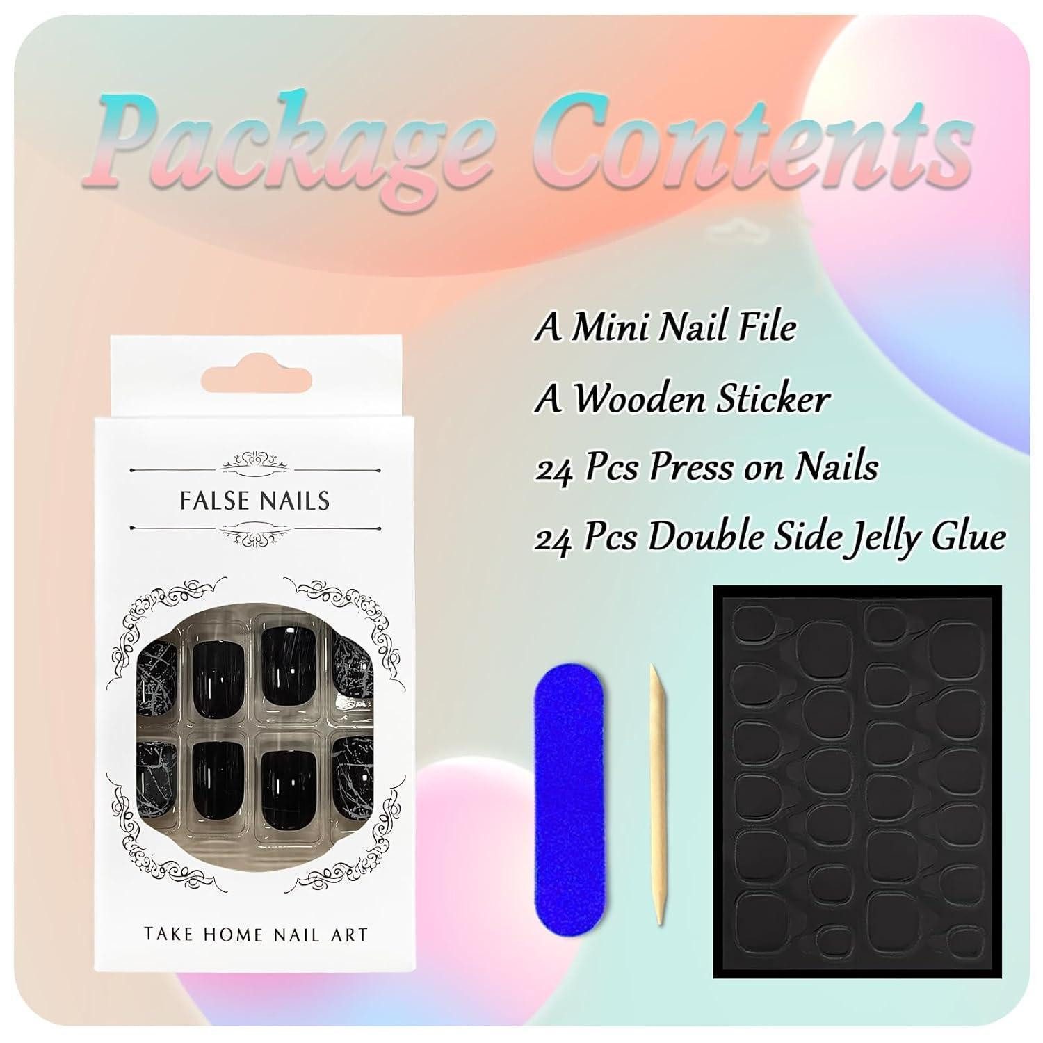 LuxusKollektion Kunstfingernägel 24 Stück Eckig Nägel Weiß - Künstliche Fingernägel zum Aufkleben