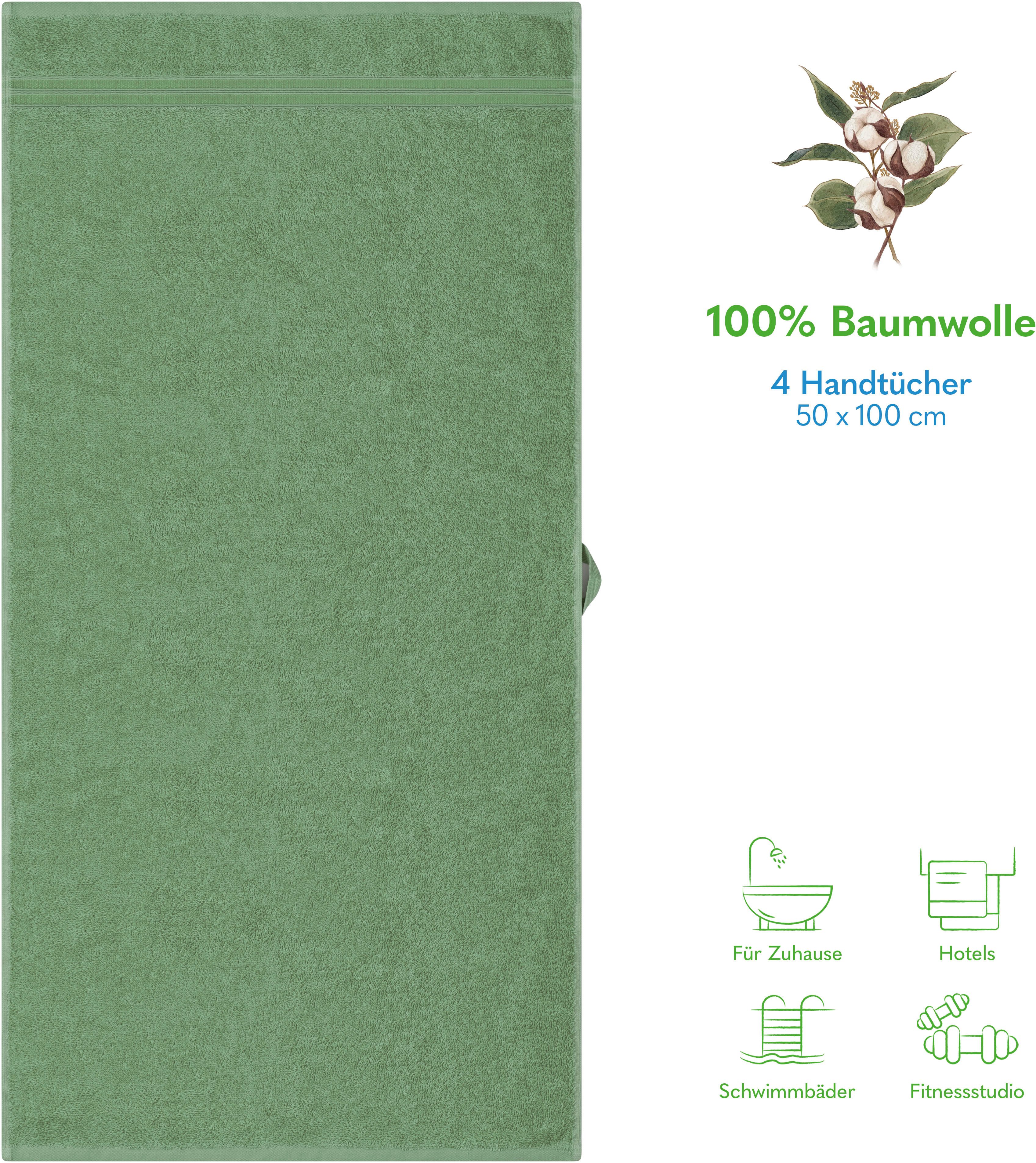 HAMMETEX Handtuch Set 4er Set Handtücher 50x100 cm, 100% Baumwolle, Weich & Saugstark, Frottier (Set, 4-St), mit Bordüre, einfarbig, weich – Bild 2 von 5