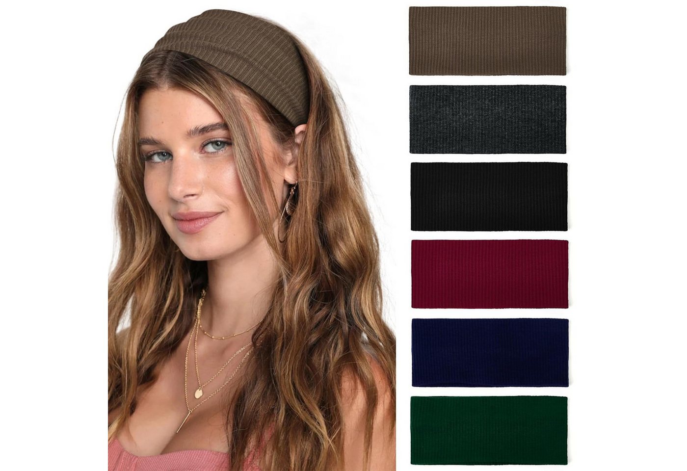 Zaewry Haargummi 6 Stück Stirnbänder Damen Boho Breite Haarband Yoga Stirnband, für kurzes Haar, Yoga, Workout, Laufen, Sport