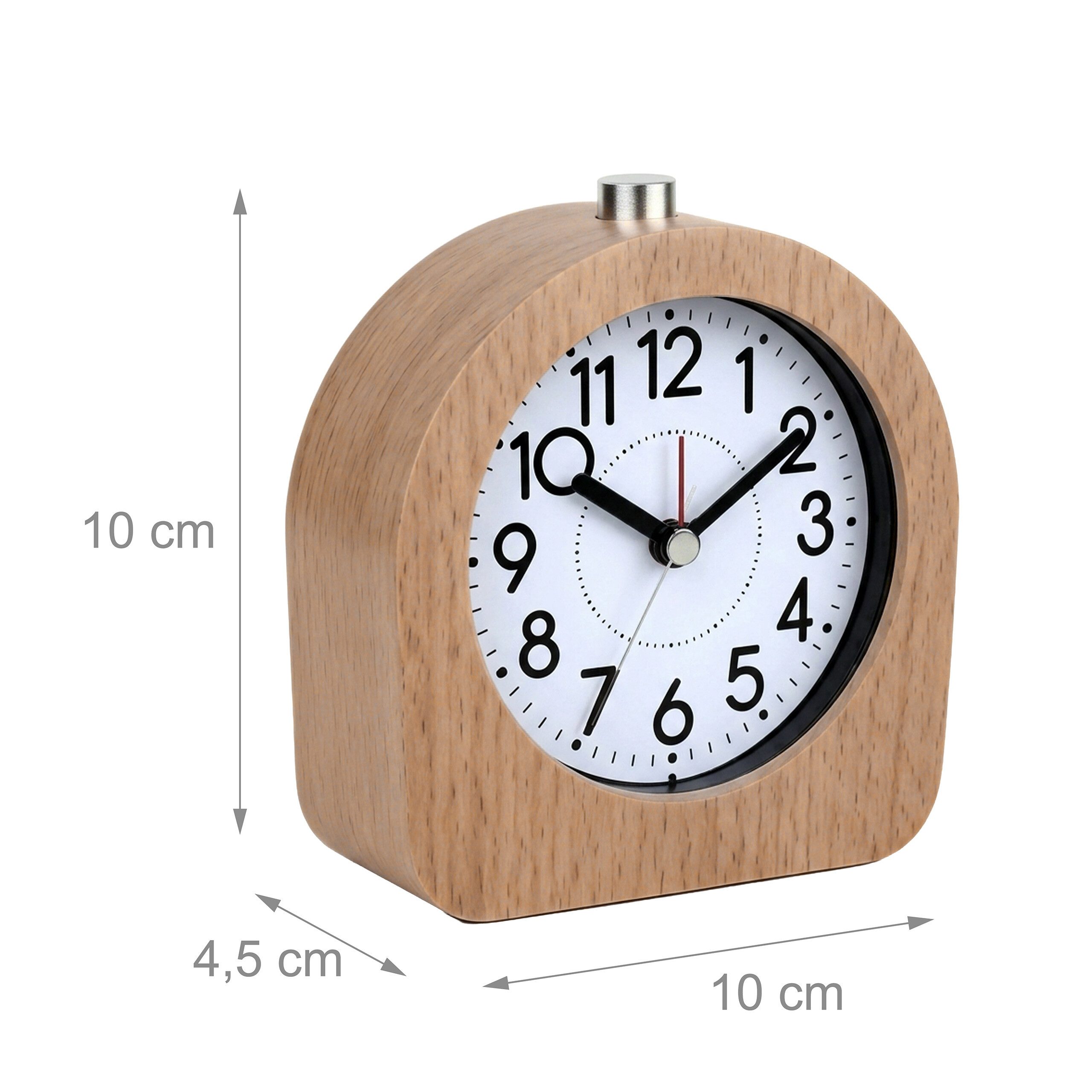 relaxdays Quarzwecker Analoger Wecker aus Holz hellbraun – Bild 4 von 5