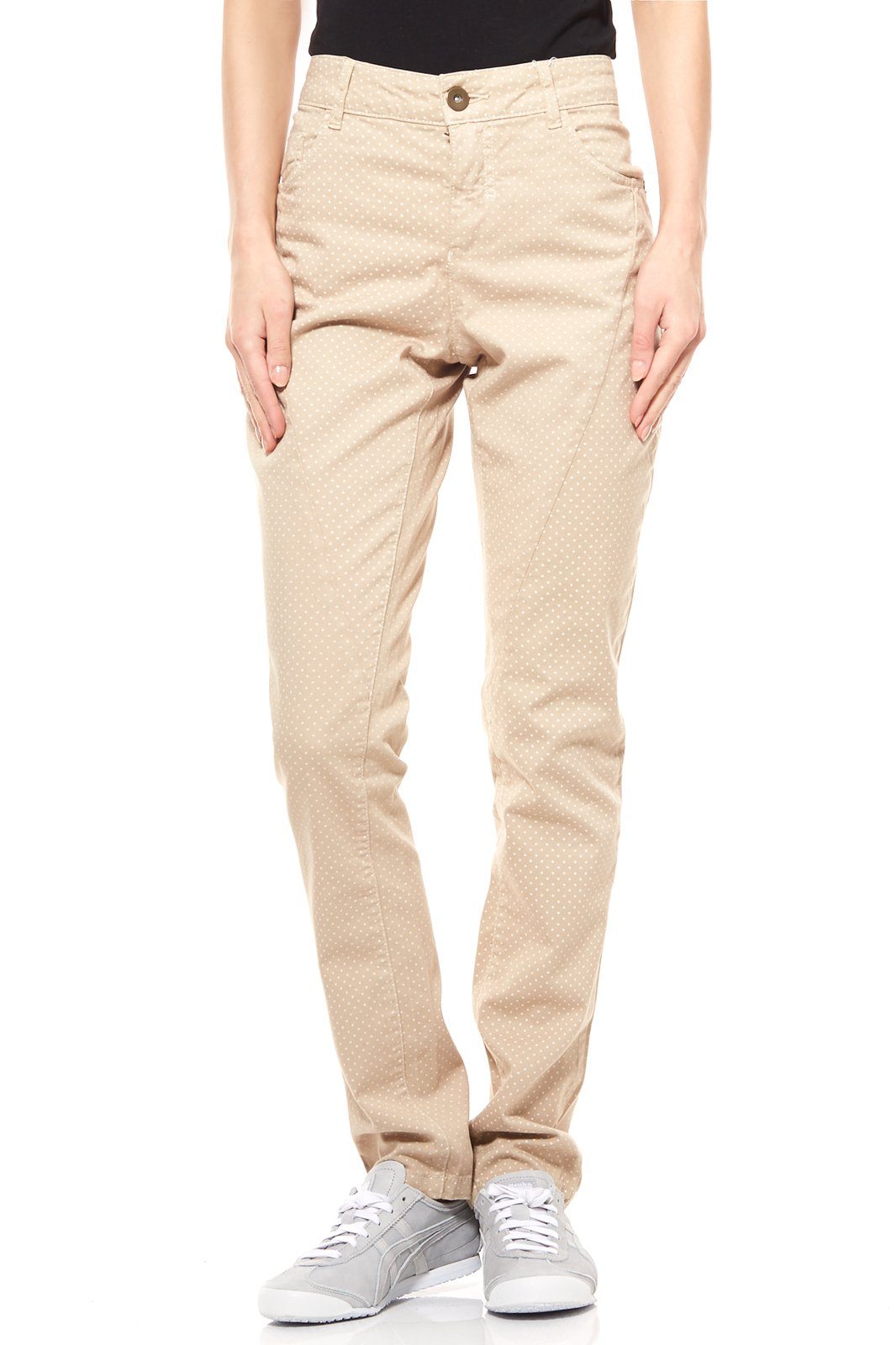 heine Chinos rick cardona Hose Damen Chino-Hose gepunktete Chino Beige Regular Fit