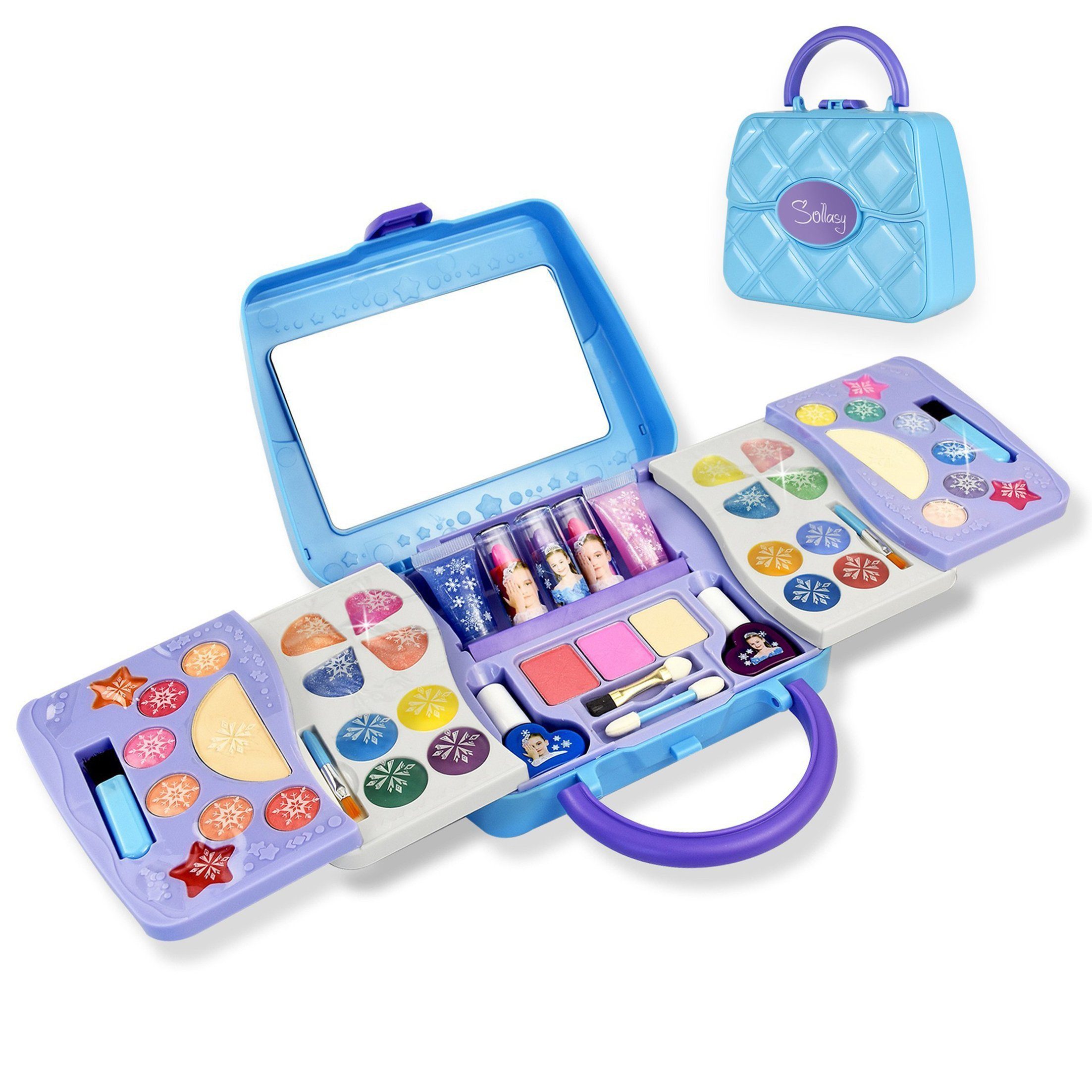 KINSI Schmink-Set Schminkkoffer für Mädchen ab 5 Jahren - Kinder Make-up Set, Kosmetik Spielzeug für Rollenspiele & Kinderschminken