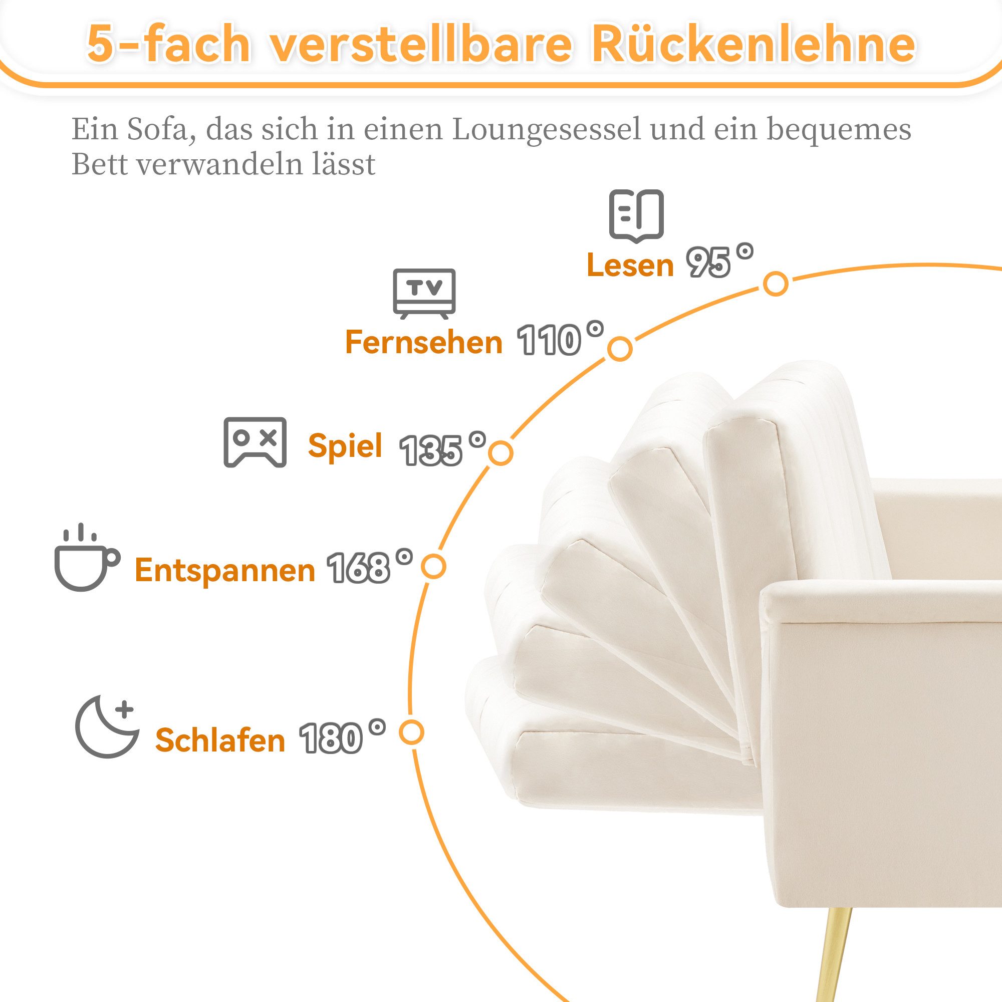 Merax Schlafsofa, mit Bettfunktion,Bettsofa,Klappsofa,Gästebett
