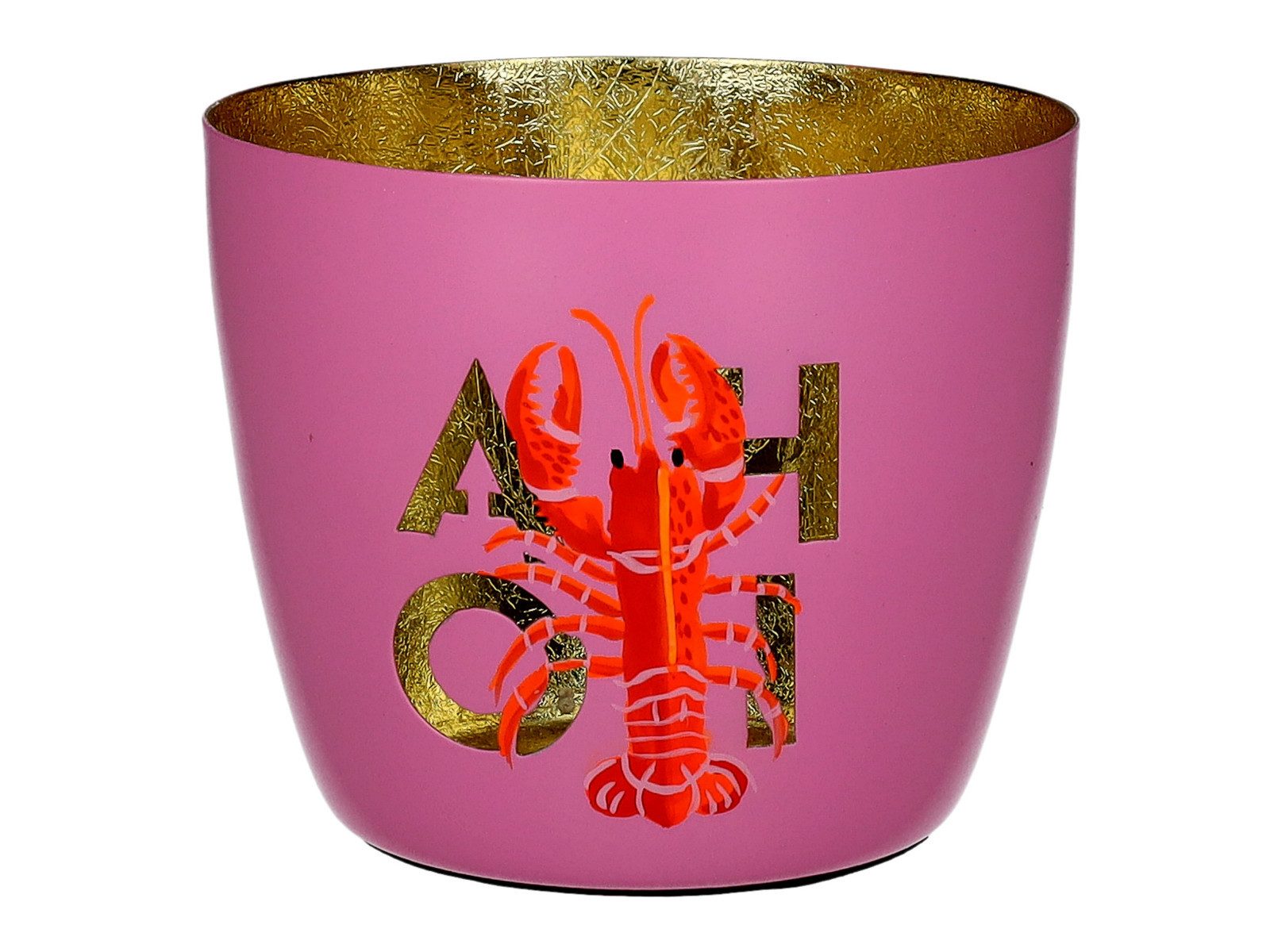 Giftcompany Windlicht Madras Windlicht M Ahoi/Hummer rosa/gold 8,5cm