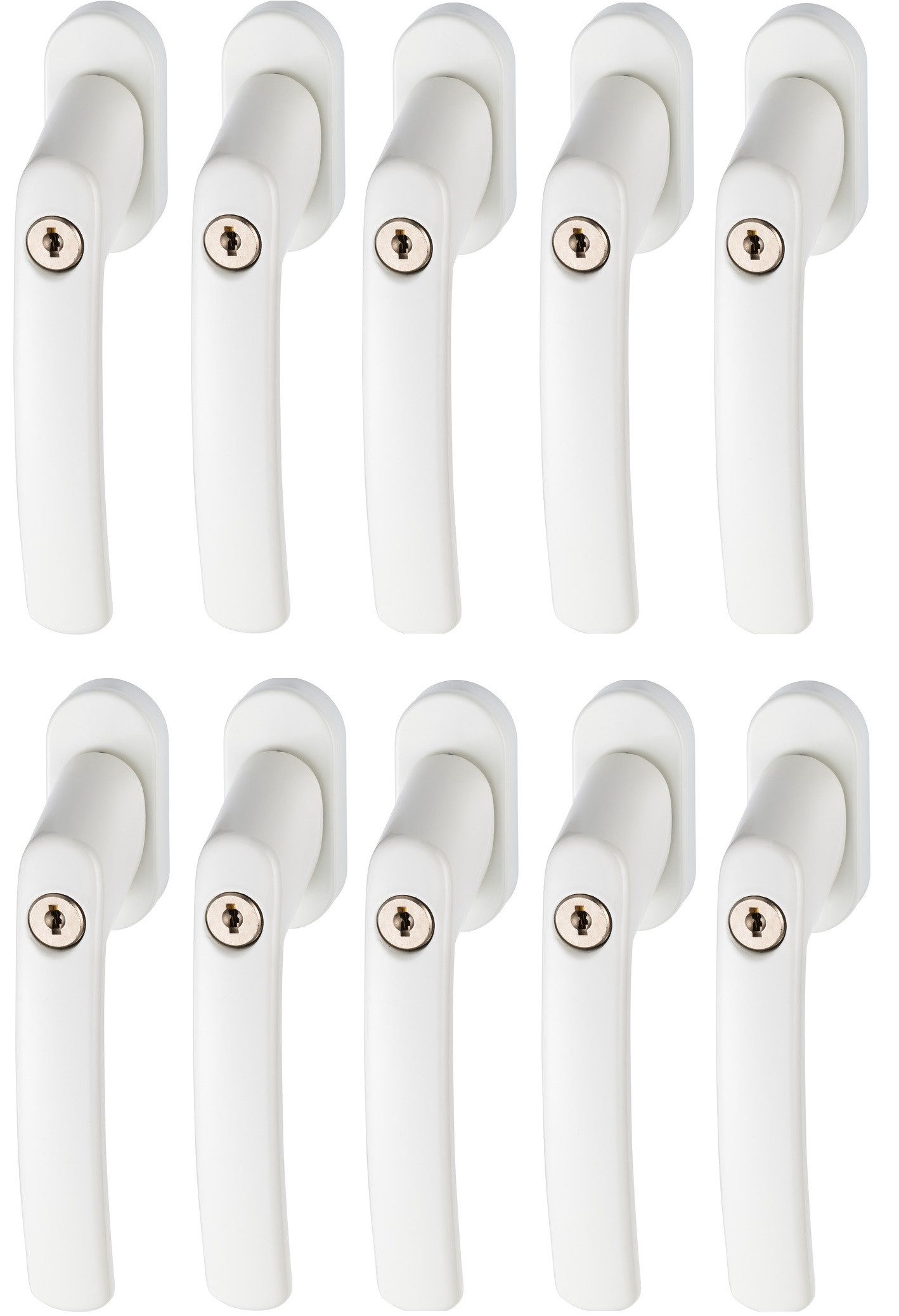ABUS Fenstergriff Abschließbarer Fenstergriff FG200 AB208 gl. - weiß - 10er Set, 10er Set, Individuell einstellbarer, gesicherter Vierkantstift, 28 - 44 mm Länge
