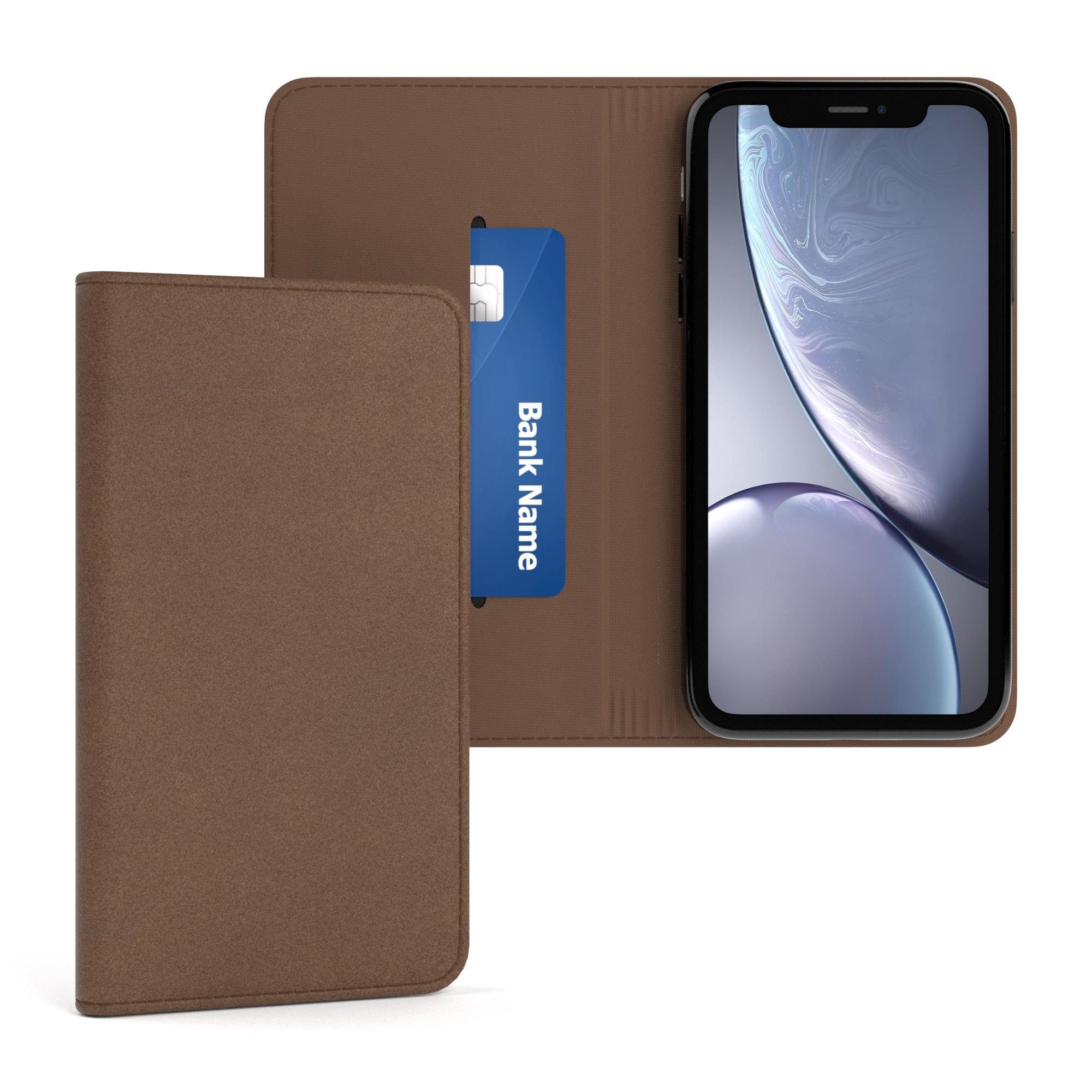 EAZY CASE Handyhülle Bookstyle Vintage für Apple iPhone XR 6,1 Zoll, Handy Klappcase mit Kartenfächer Kunstleder Handytasche Etui Braun
