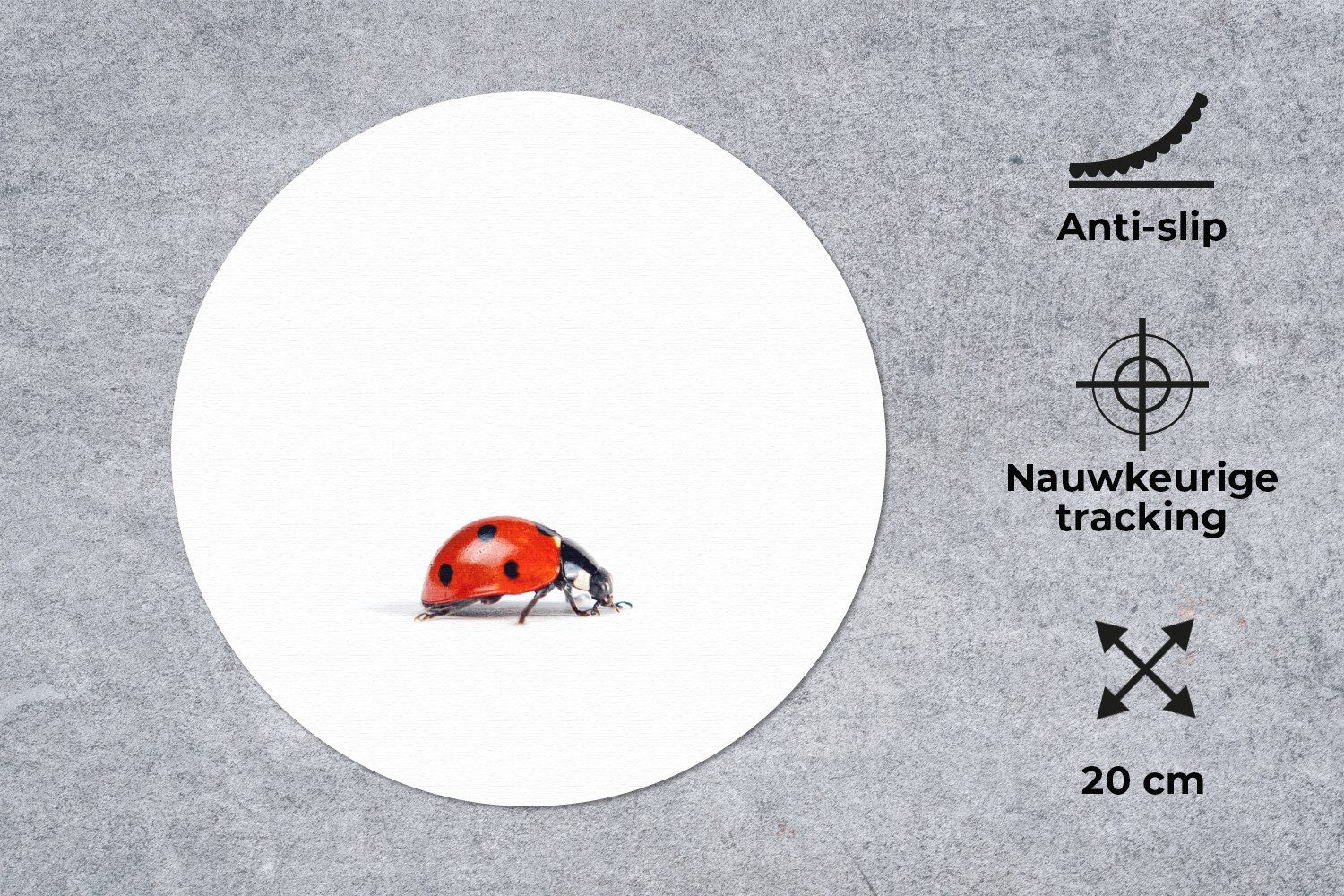 MuchoWow Mauspad Kleiner Marienkäfer (1-St), Büro für Tastatur und Maus, Mousepad Gaming, Rund 20x20 cm