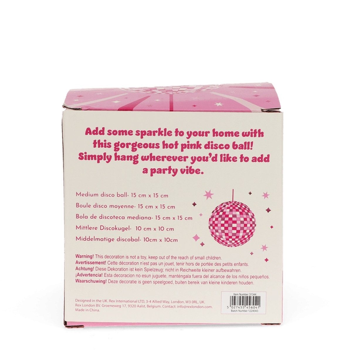 Rex London Dekokugel Discokugel Pink mit Spiegeloberfläche – Spiegelkugel für Partys & Deko – Bild 4 von 5