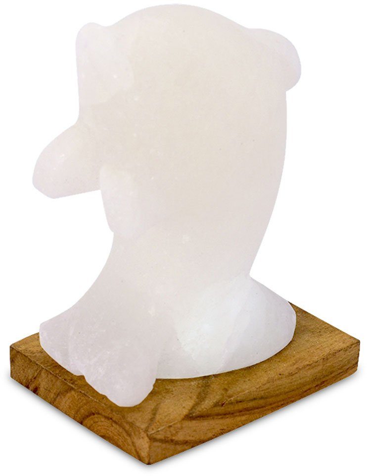 HIMALAYA SALT DREAMS Salzkristall-Tischlampe Delfin, Handgefertigt Unikat, - jeder ein Stein H: cm Salzkristall ca.15 LED aus Warmweiß, wechselbar