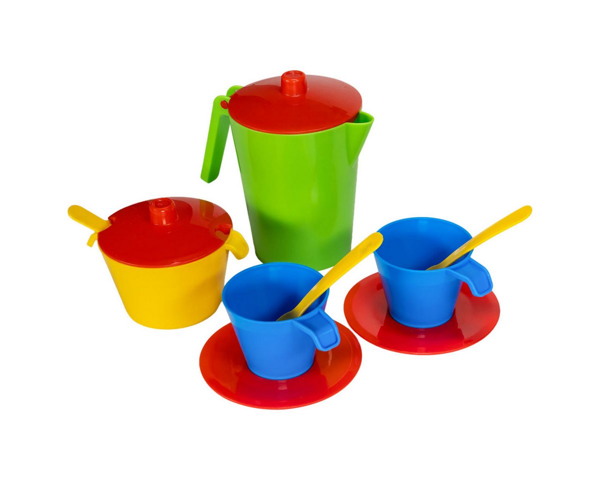 Vedes Kinder-Küchenset SpielMaus Kinder Küche Geschirr Set Kaffeeservice Teeservice 11, (11-tlg), Tee Kaffee Kanne, Tasse, Unterteller, Löffel