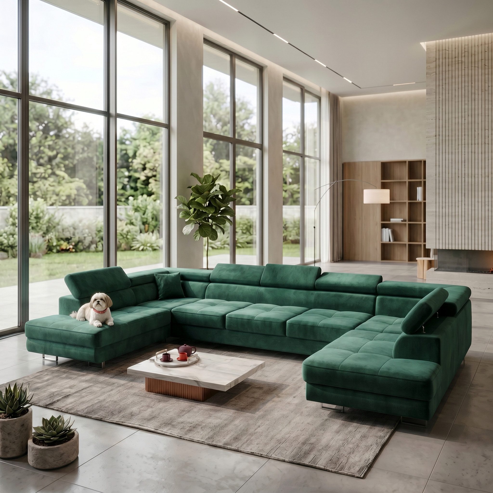Muffo Ecksofa WILD Maxi U2 Wohnlandschaft U-Form, mit Schlaffunktion und Bettkasten, verstellbare Kopfstützen