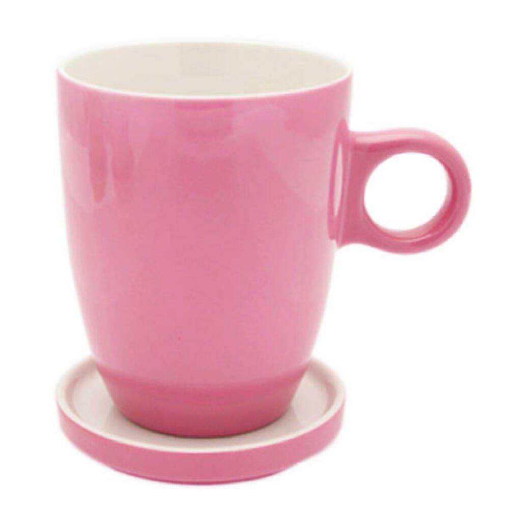 PICKWICK Tasse Teetasse mit Untertasse, Tee Tip, rosa, 230 ml, Porzellan