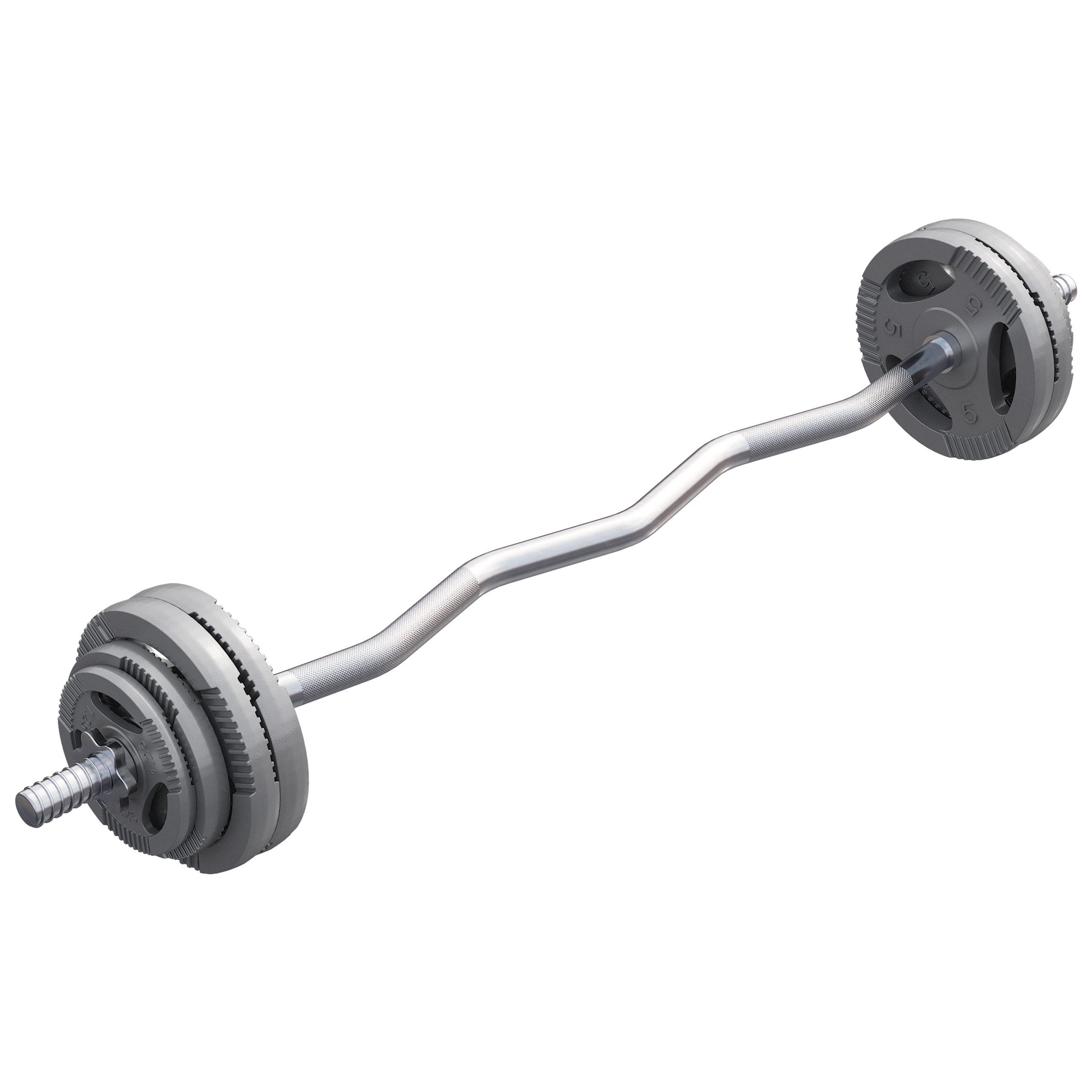 Hantel-Set 35kg, SZ Curlstange, Gusseisen, Griff gerändelt, Langhantelstange