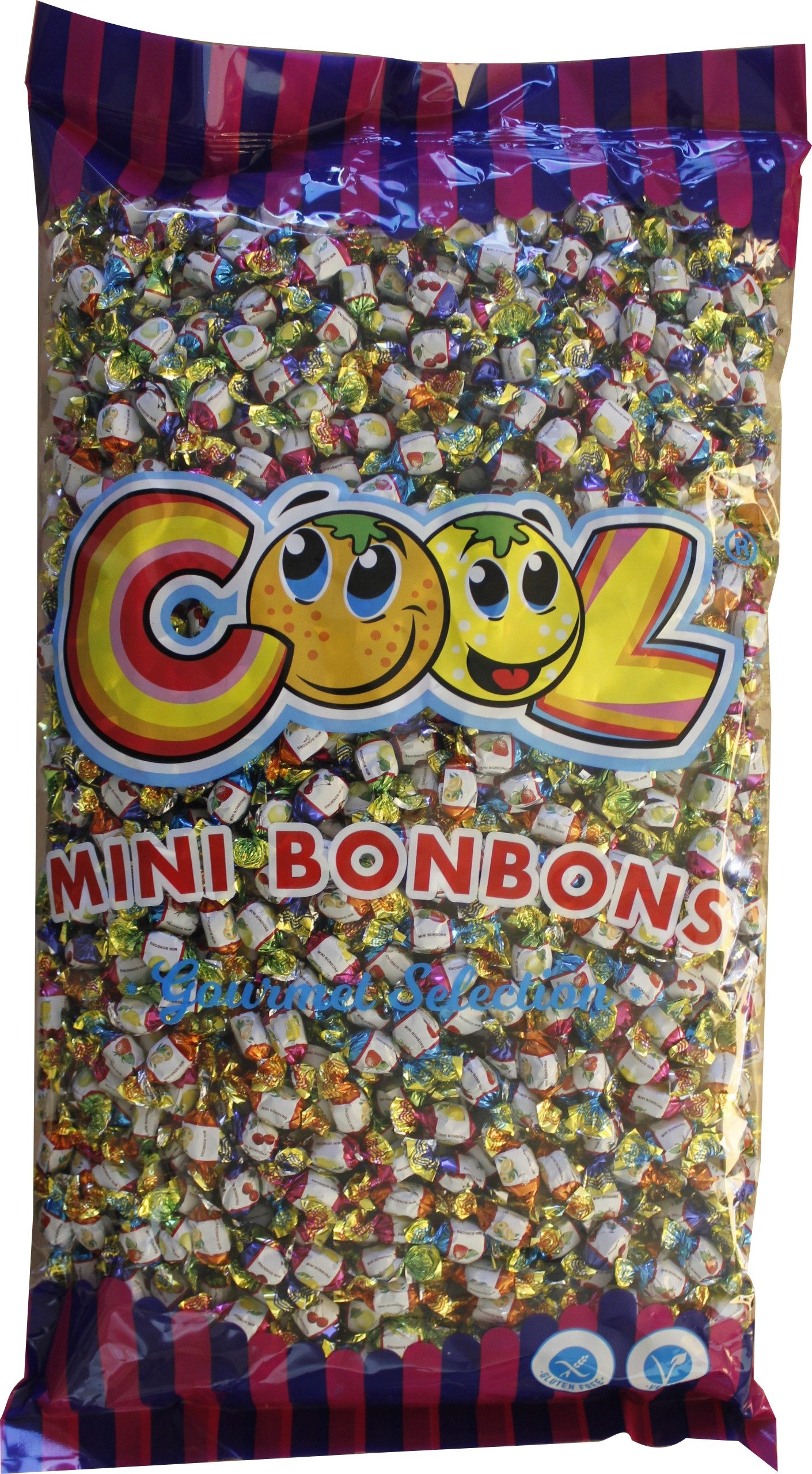 COOL Süßigkeit, Cool Mini Bonbons 4 fach sortiert Wurfmaterial Fasching 3000g