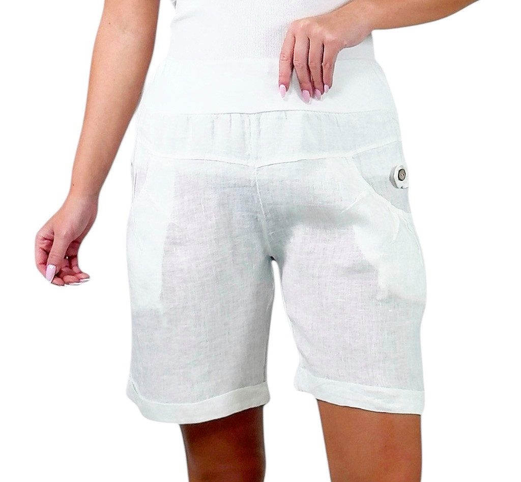 Mississhop Leinenhose 100 % Leinen Leinenshorts Bermuda kurze Hose 276