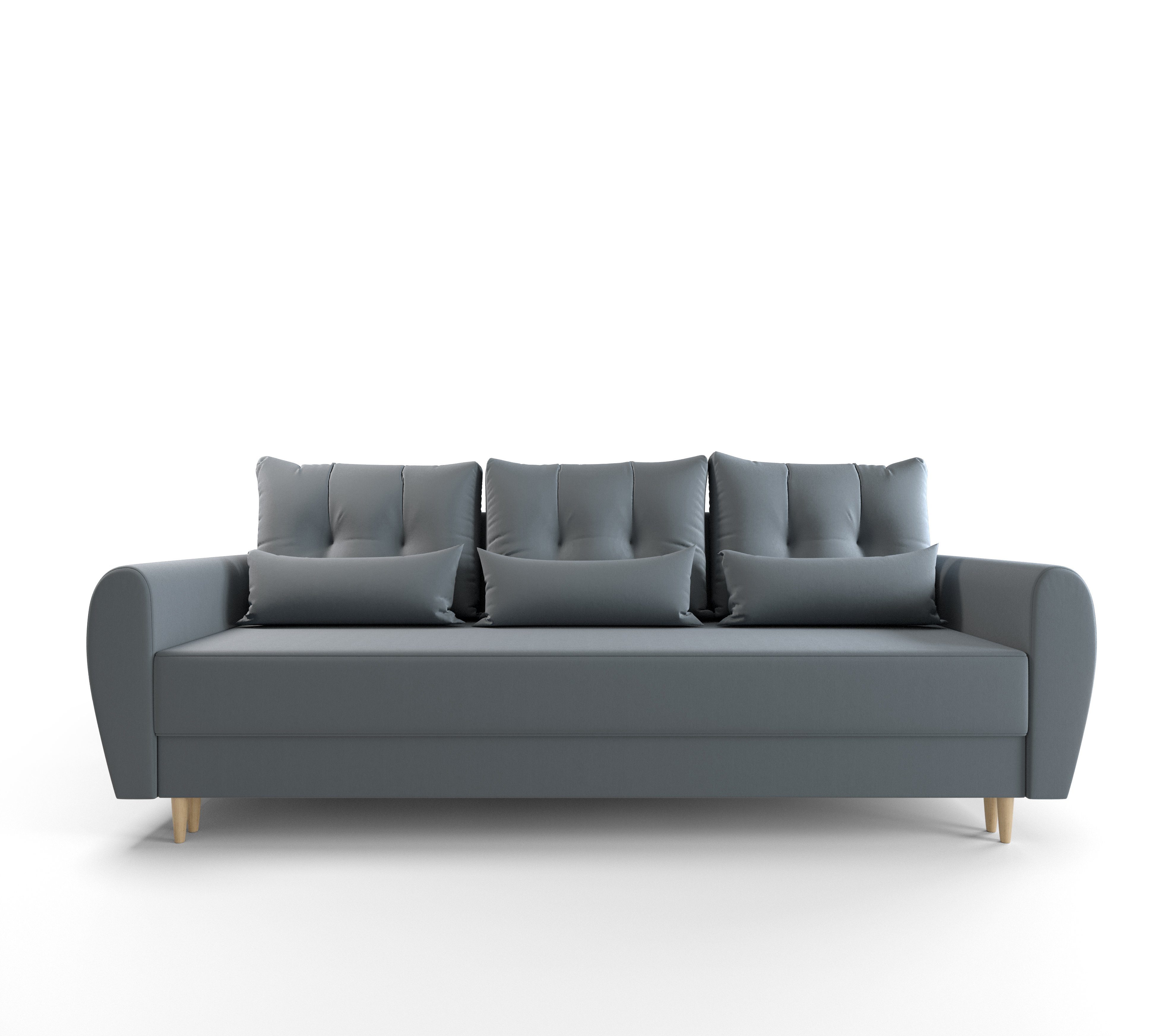 pressiode und Grau COUCH mit Schlafsofa, Bettkasten PALERMO 230cm Schlaffunktion Sofa