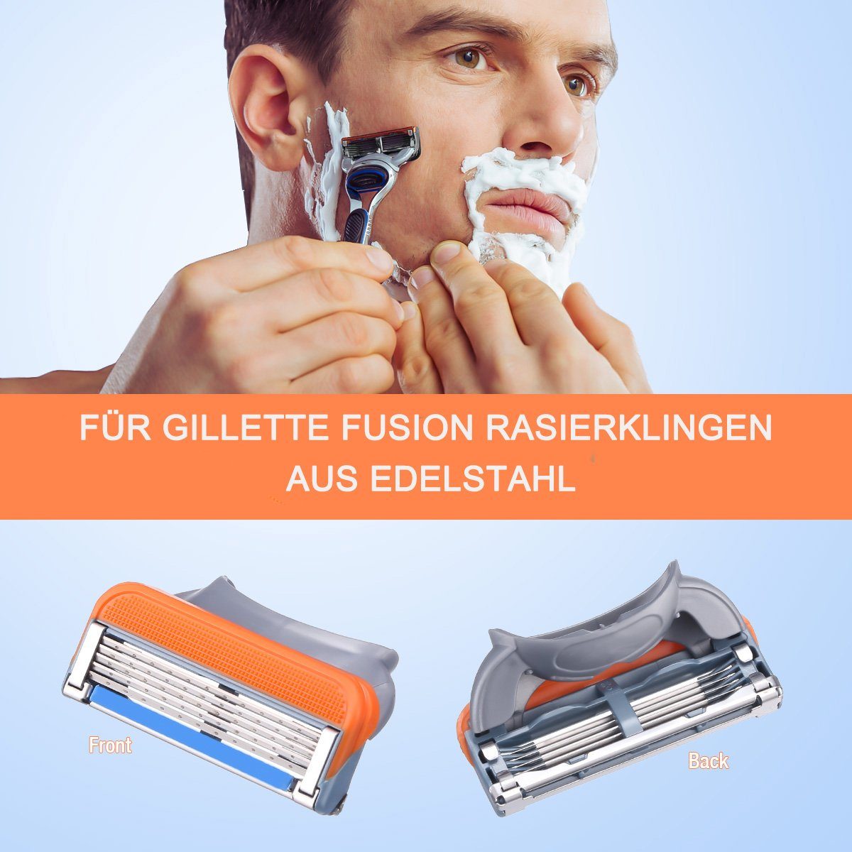 Housmile Rasierklingen 24-tlg., Edelstahl 24 Fusion Gillette Rasierklingen, Ersatzklingen Nassrasierer Herren,für
