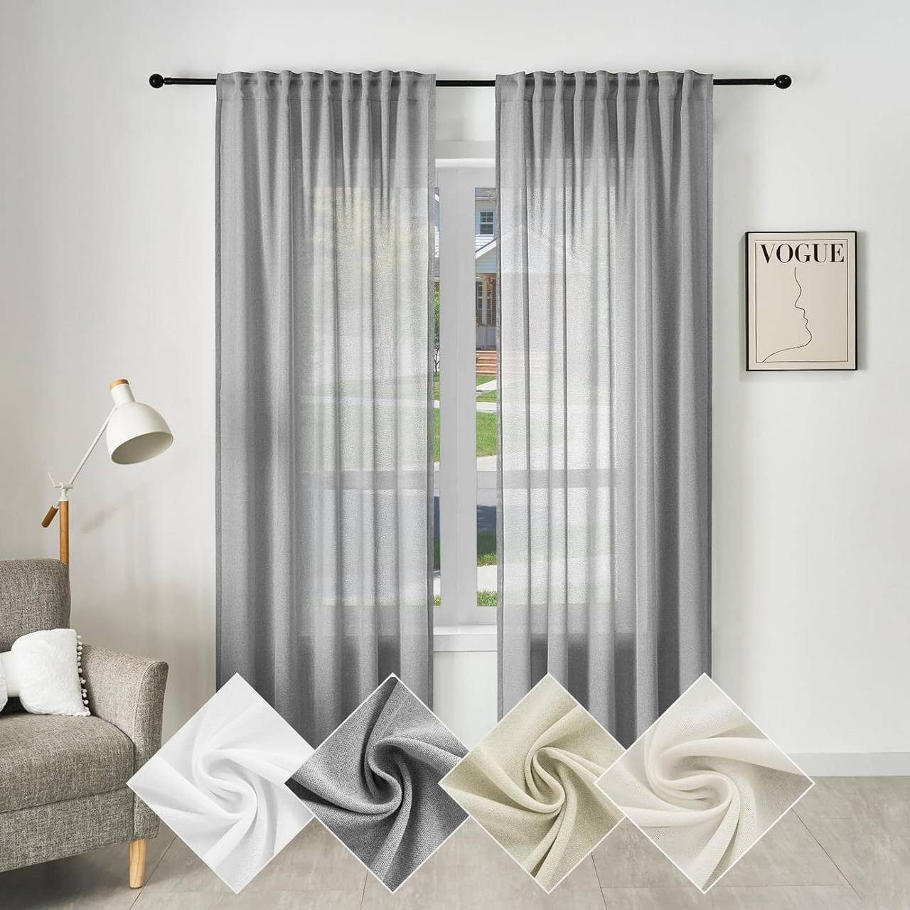 Woltu Gardine, Kräuselband (1 St), halbtransparent, günstig online kaufen