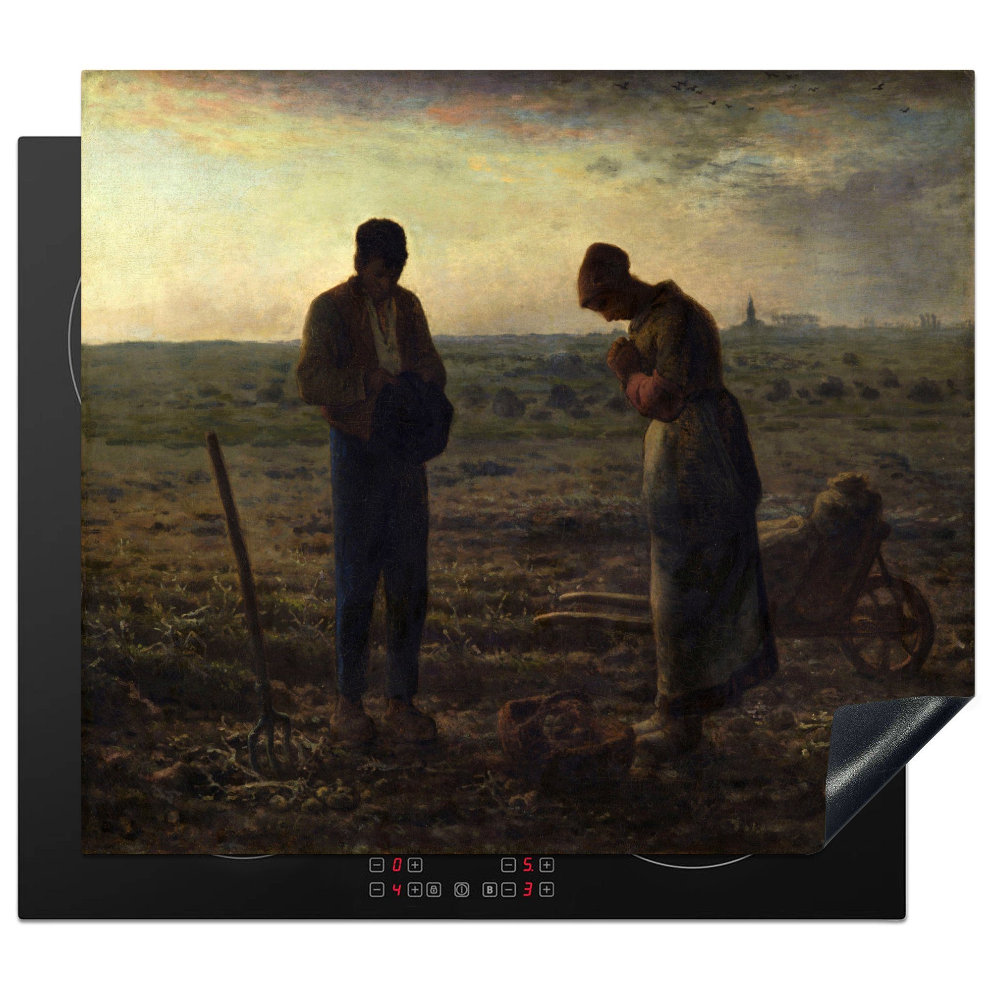 MuchoWow Herdblende-/Abdeckplatte Der Engel - Gemälde von Jean-François Millet, Vinyl, (1 tlg), 60x52 cm, Mobile Arbeitsfläche nutzbar, Ceranfeldabdeckung