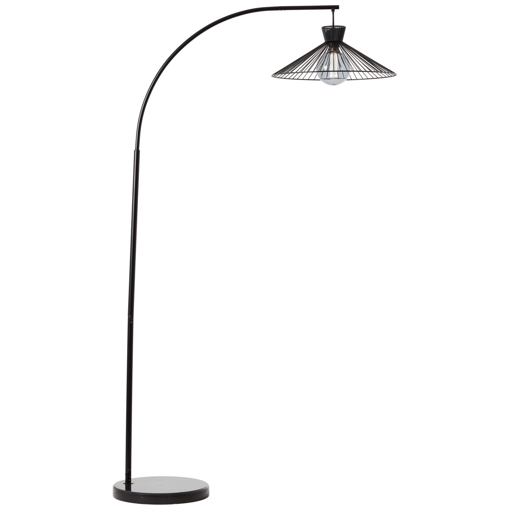 175 cm, mit Bogenlampe Stehlampe, ohne Metall, 102 Marmorfuß, matt Lightbox E27, Leuchtmittel, x schwarz