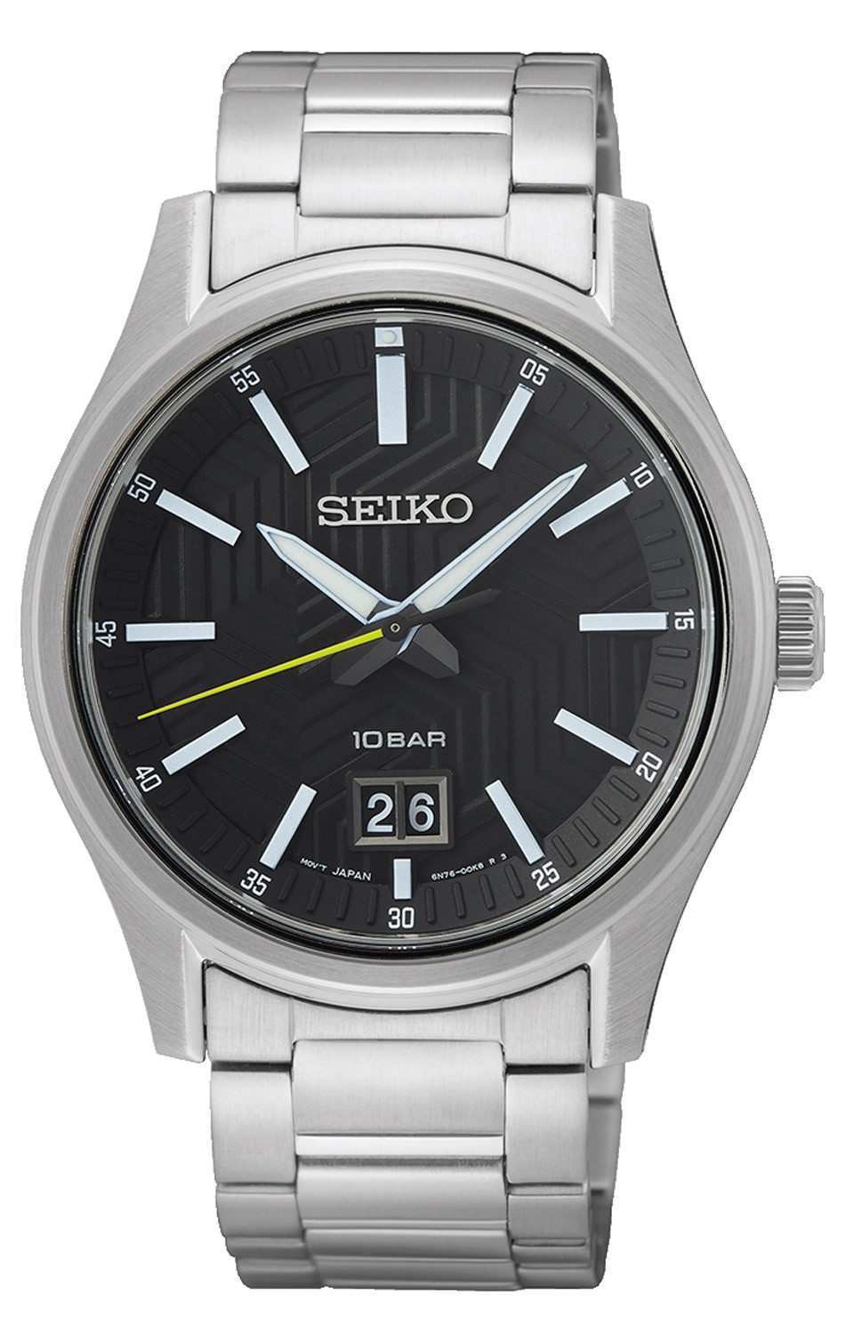 Seiko Quarzuhr Großdatum Stahl/Schwarz