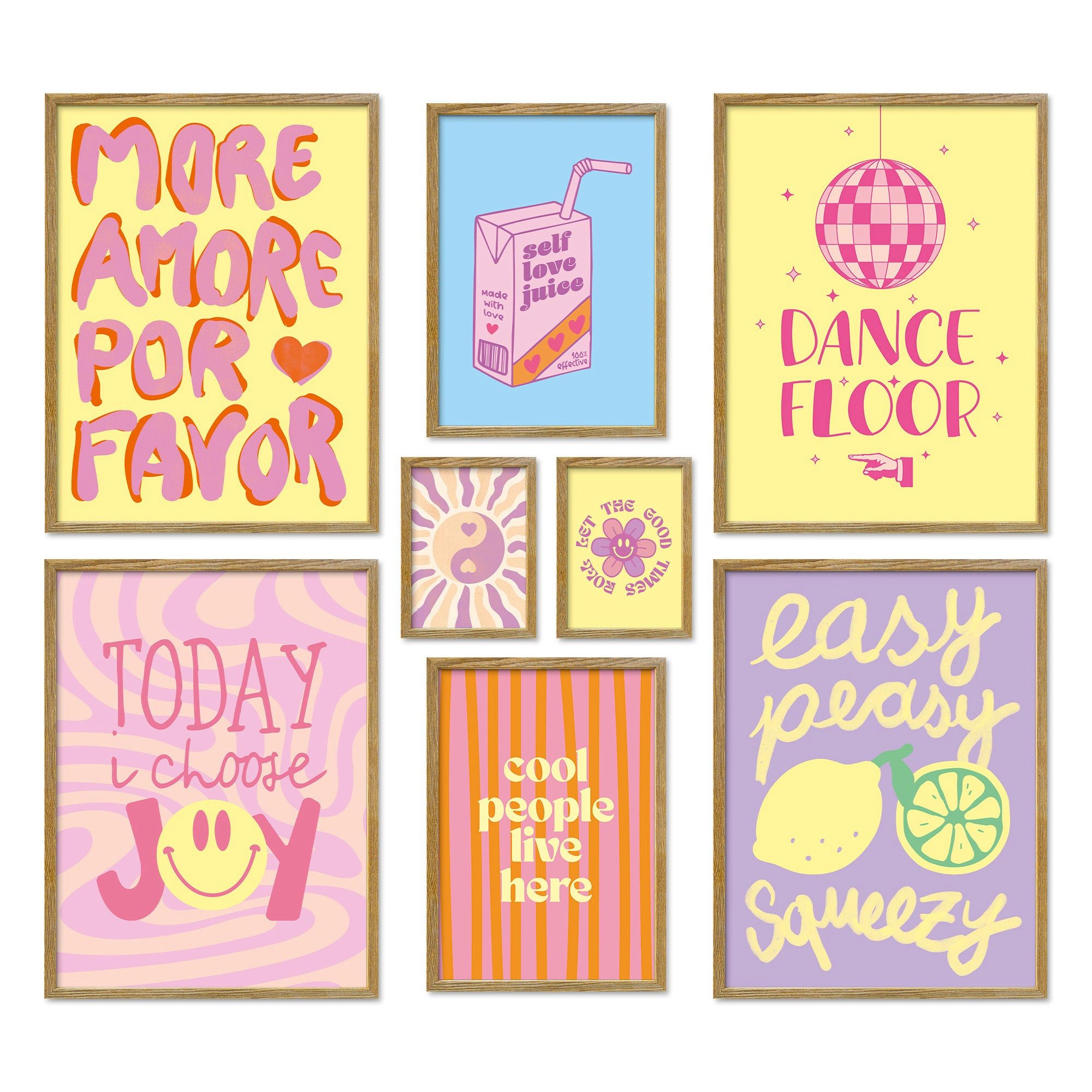 ARTFAVES Bilder-Collage Poster Set Fancy Dopamine Art I mehrteilige Bilderwand I Wandbilder Ab, (Wandbilder modern, 8 St)