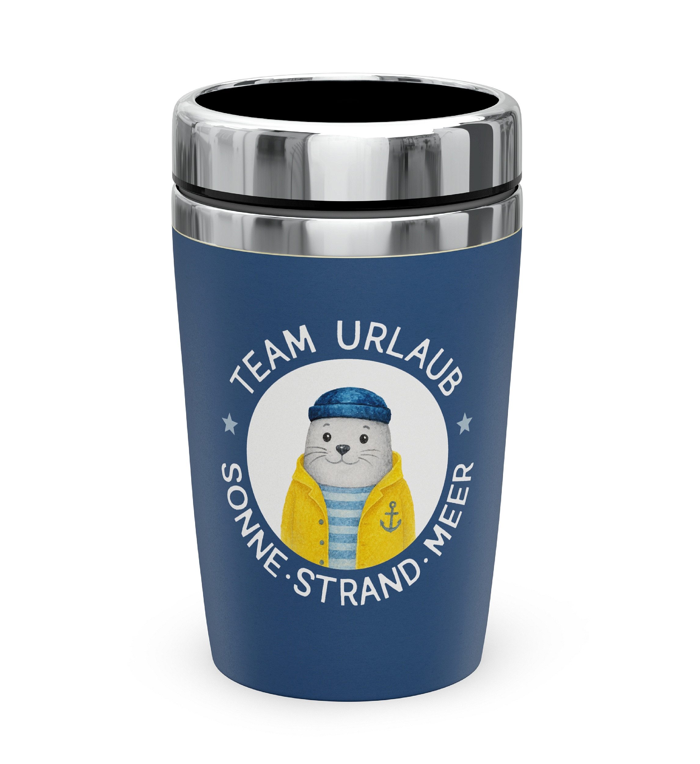 La Vida Thermobecher Thermobecher Isolierbecher Kaffeebecher To Go 240ml la vida Seehund, Material: Edelstahl, Kunststoff