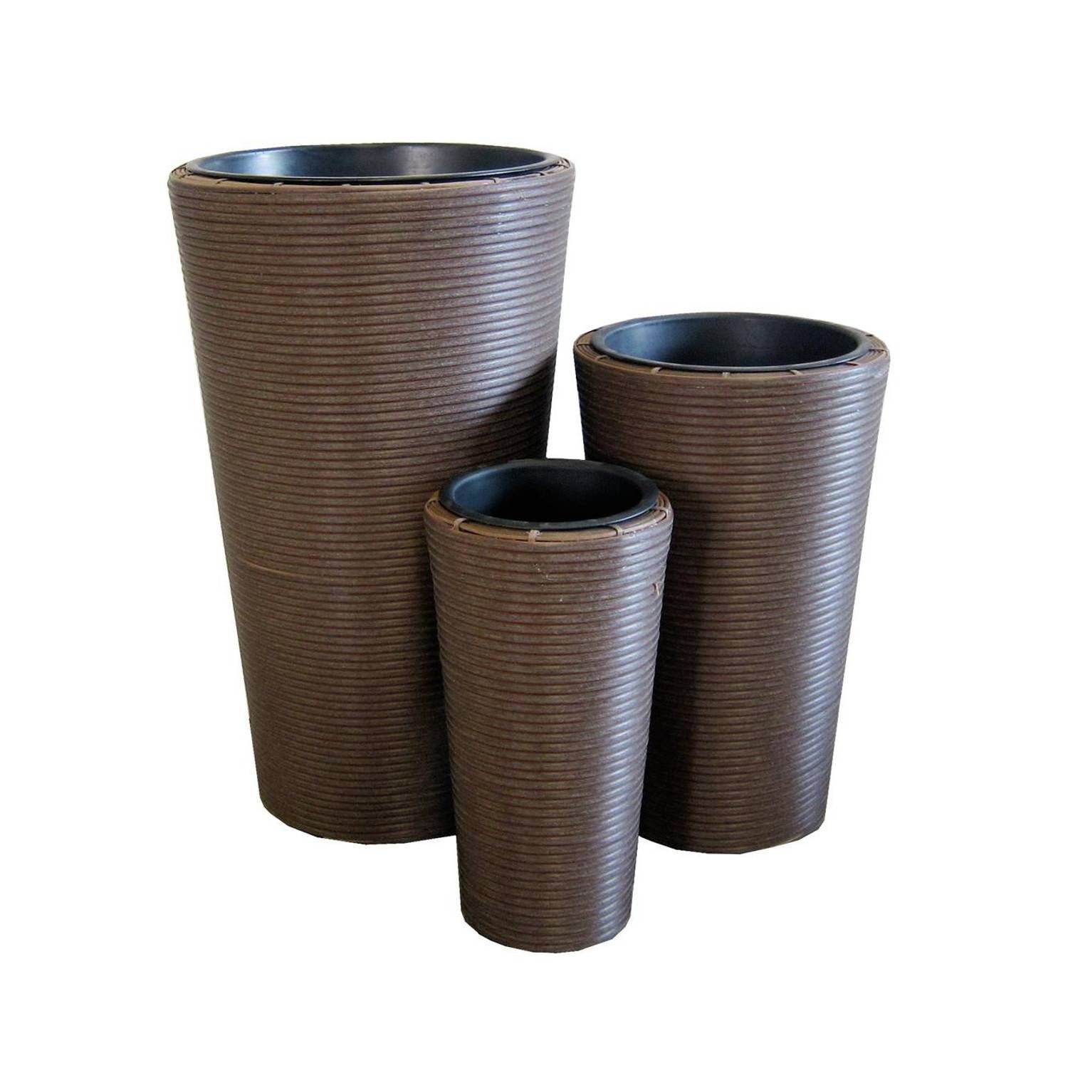 artplants Blumentopf Übertopf Set Navin, indische Optik, 74cm, 54cm, 44cm