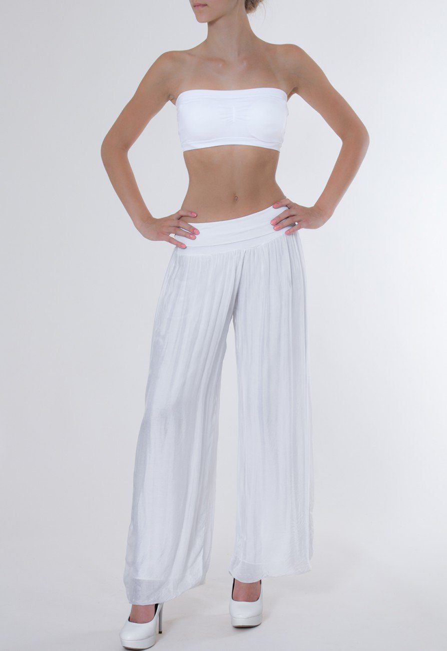 Caspar Palazzohose KHS010 elegante und weiss Seidenanteil mit Damen Hose Stretch Bund hohem